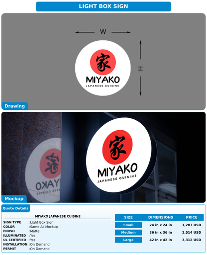 CUSTOM MOCKUP SIGN FOR Miyako japanese cuisine