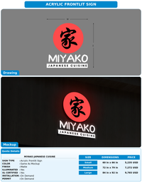 CUSTOM MOCKUP SIGN FOR Miyako japanese cuisine