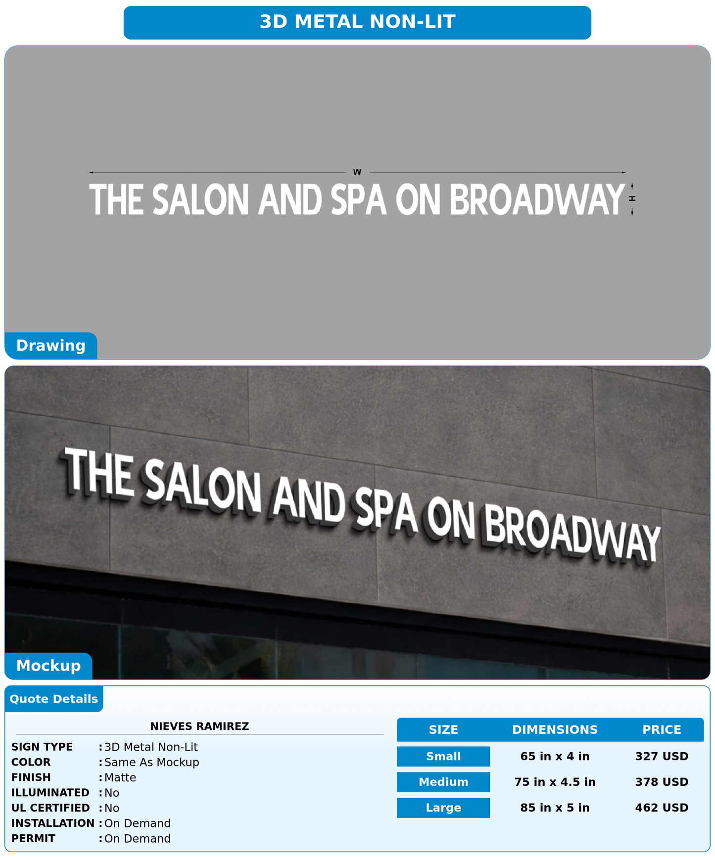 CUSTOM MOCKUP SIGN FOR Nieves Ramirez
