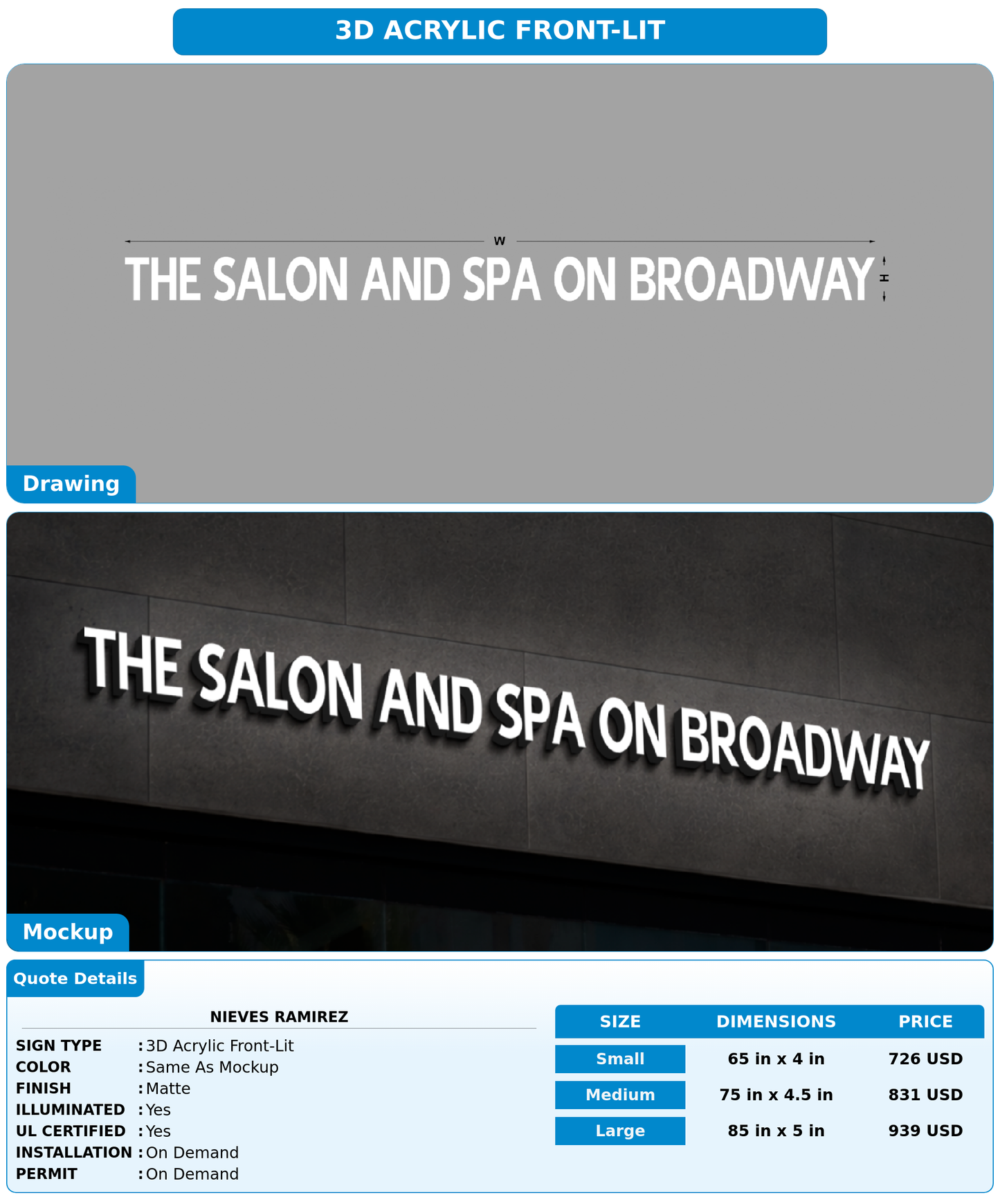 CUSTOM MOCKUP SIGN FOR Nieves Ramirez