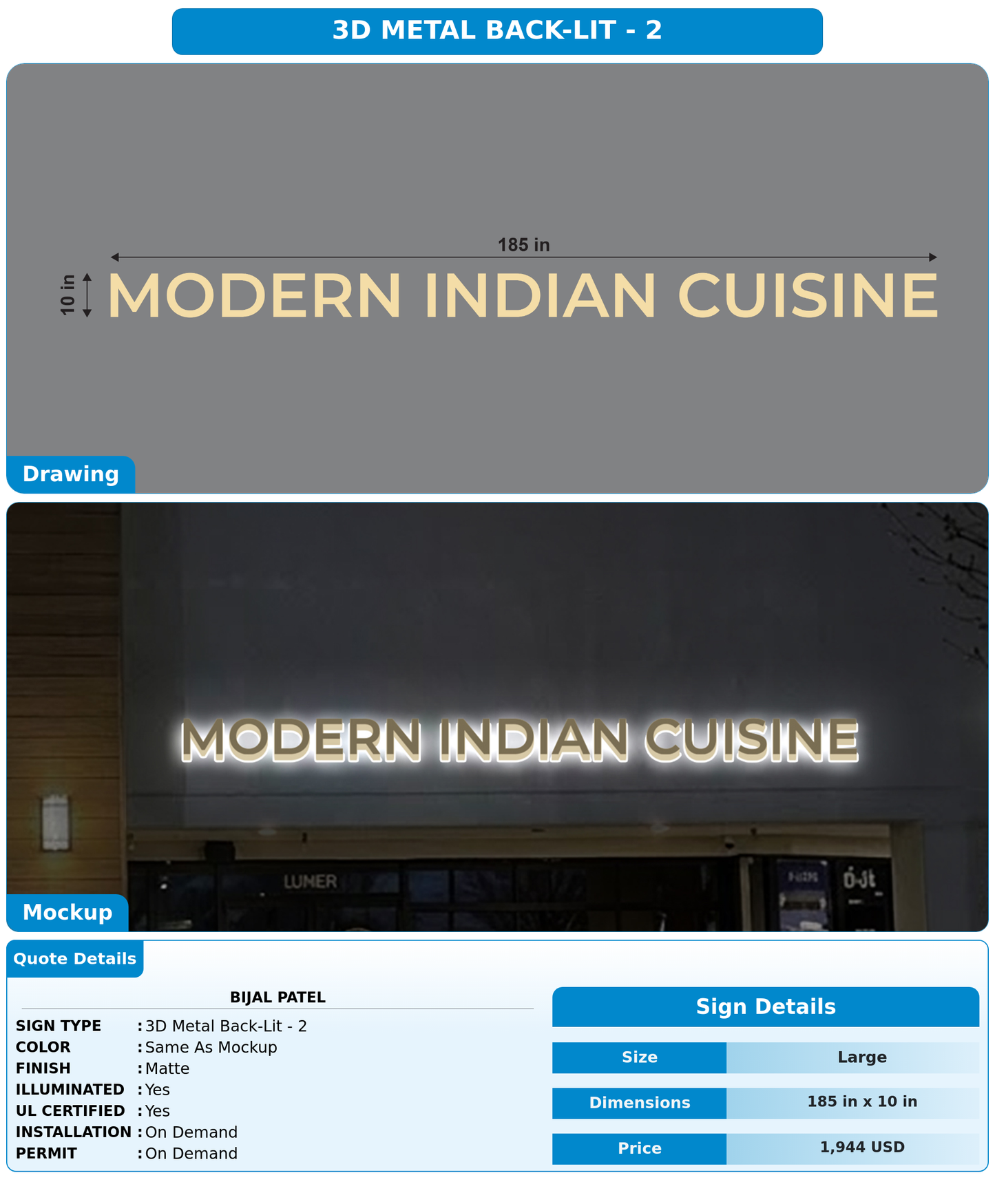 CUSTOM MOCKUP SIGN FOR Bijal Patel