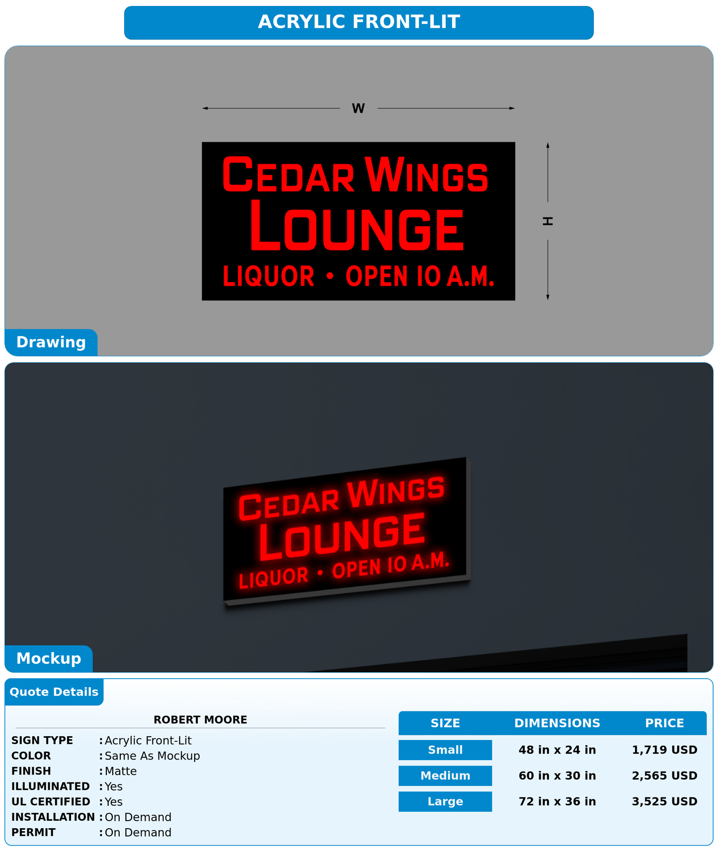 CUSTOM MOCKUP SIGN FOR Robert Moore