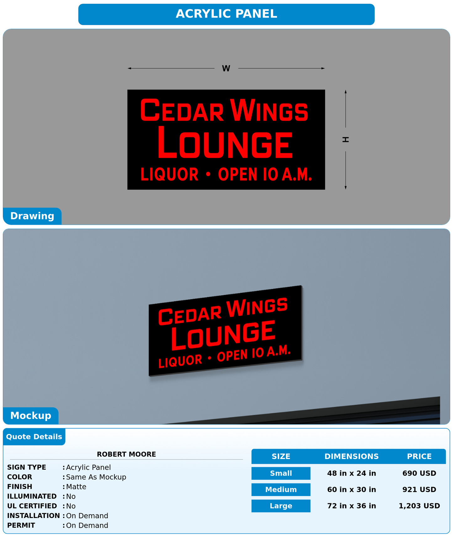 CUSTOM MOCKUP SIGN FOR Robert Moore
