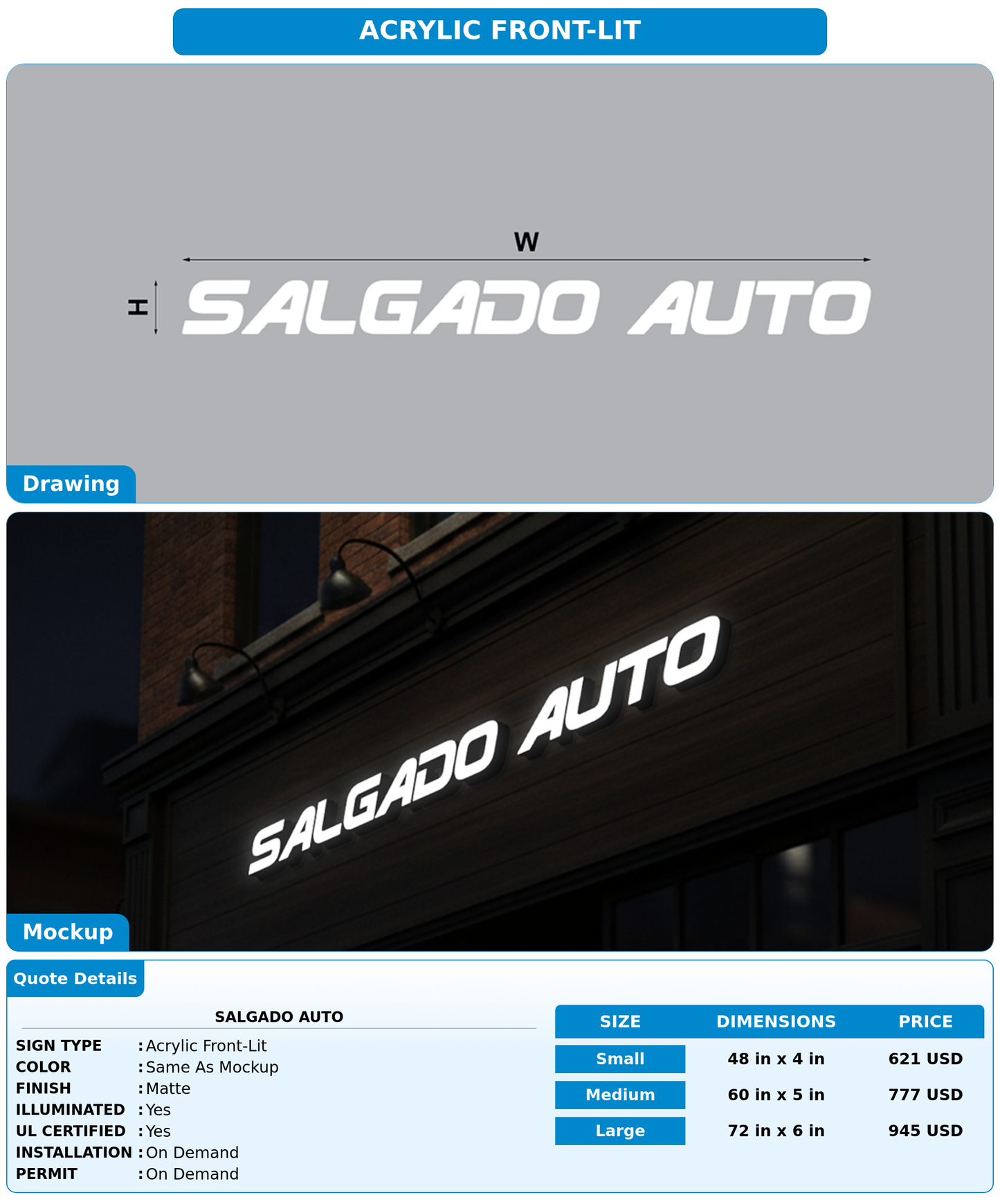 CUSTOM MOCKUP SIGN FOR Salgado Auto
