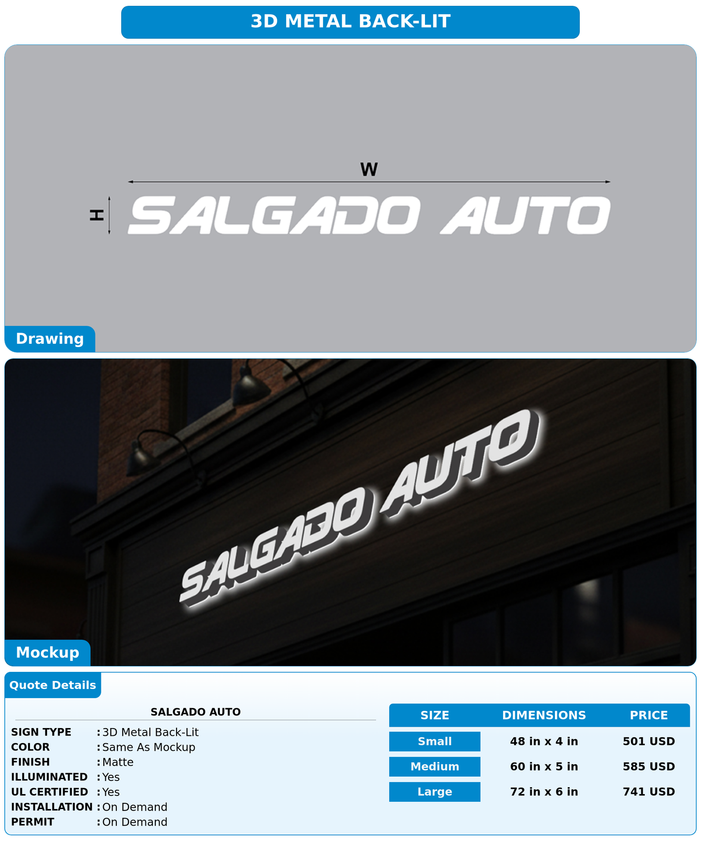 CUSTOM MOCKUP SIGN FOR Salgado Auto