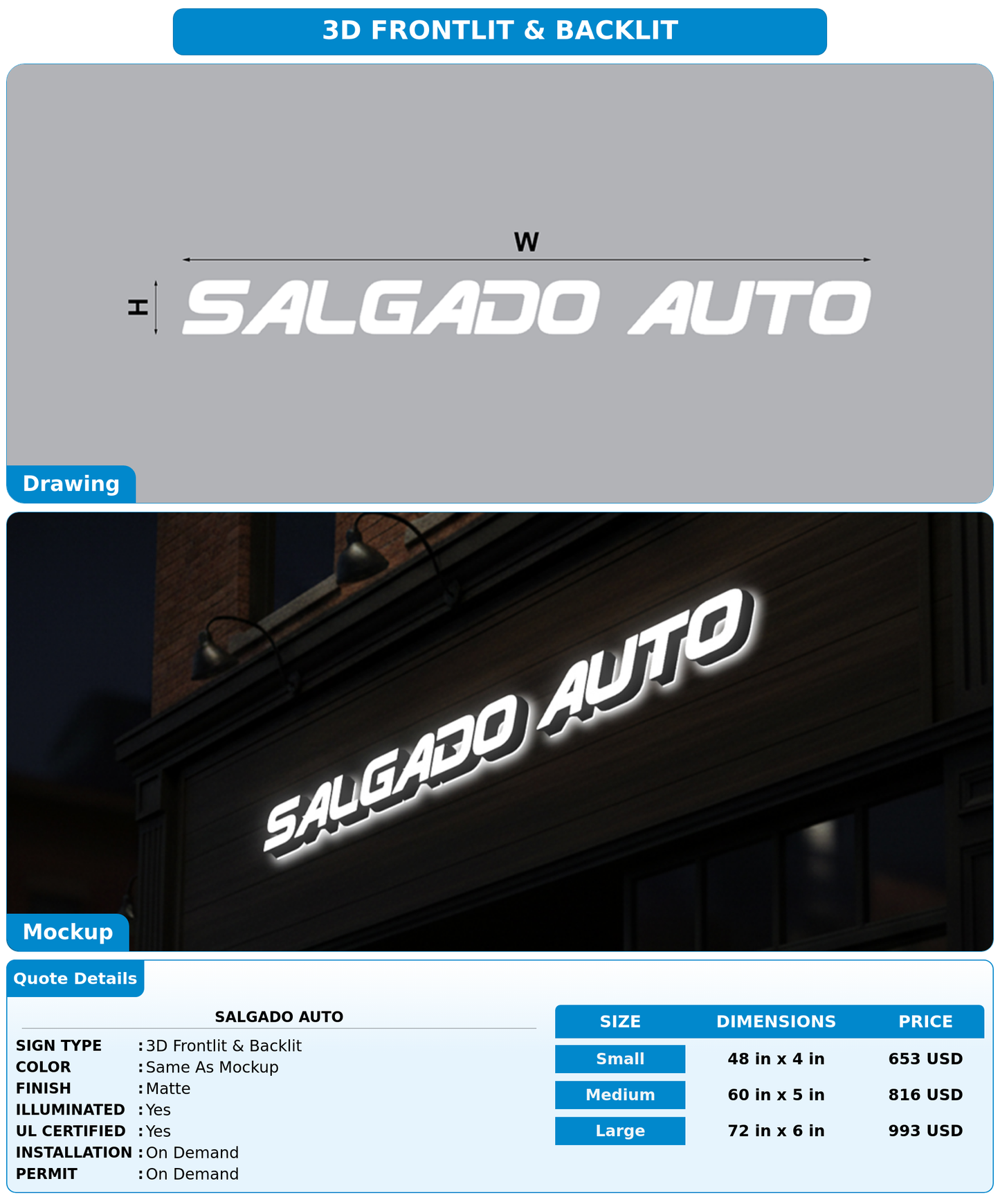 CUSTOM MOCKUP SIGN FOR Salgado Auto