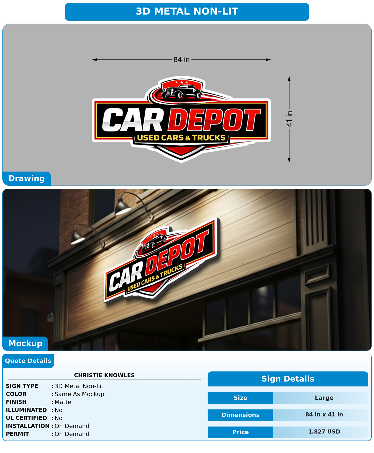 CUSTOM MOCKUP SIGN FOR Christie Knowles