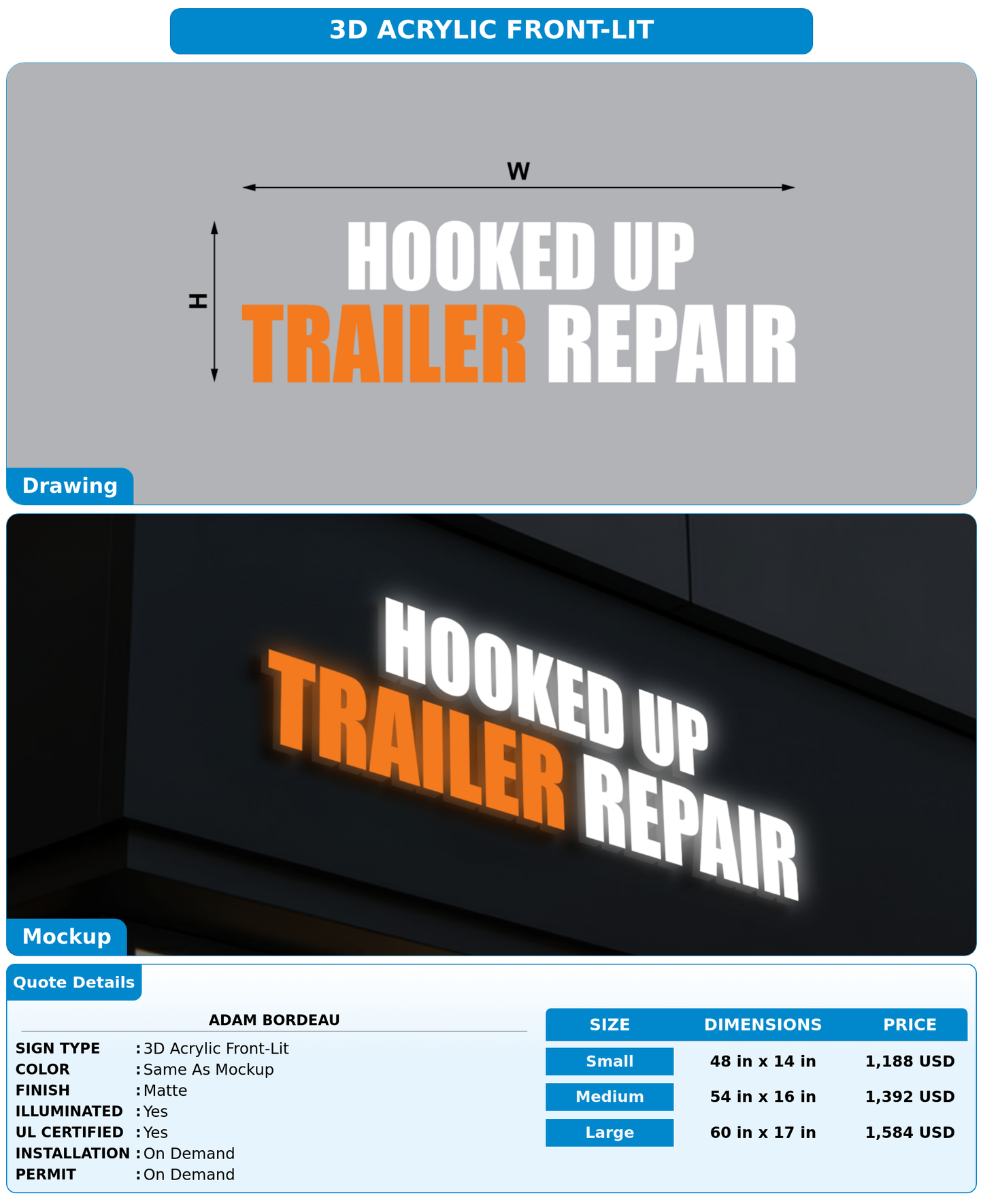 CUSTOM MOCKUP SIGN FOR Adam Bordeau