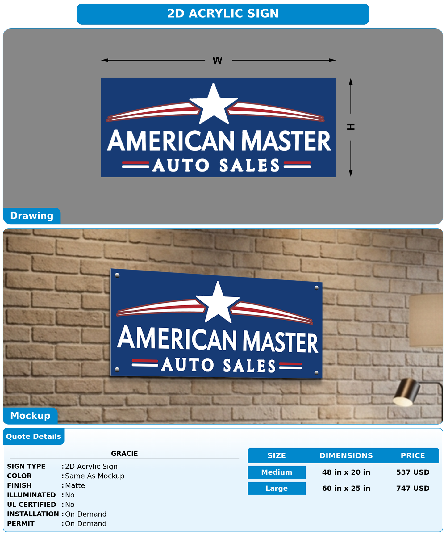 CUSTOM MOCKUP SIGN FOR Gracie