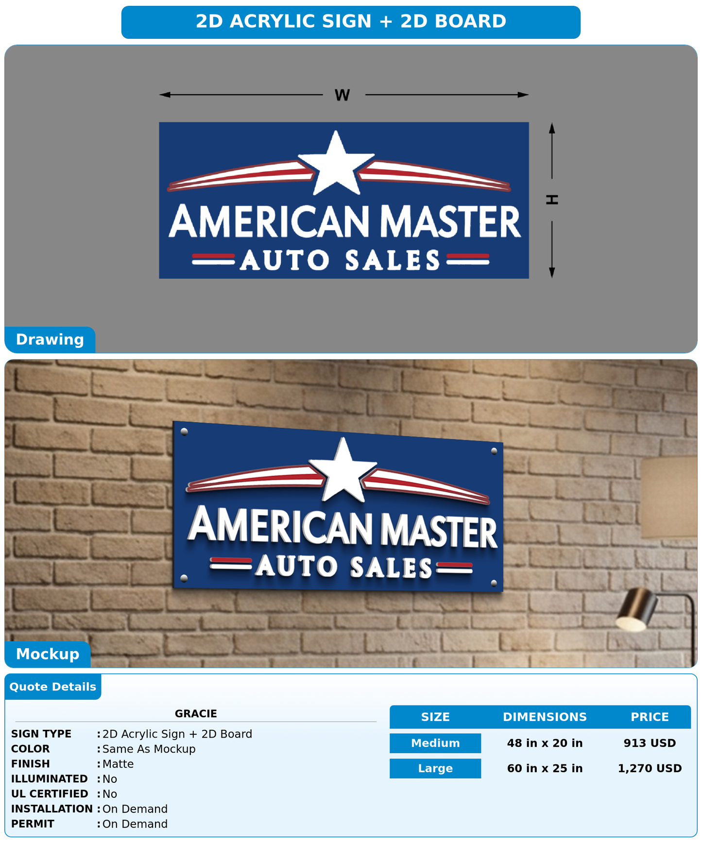 CUSTOM MOCKUP SIGN FOR Gracie