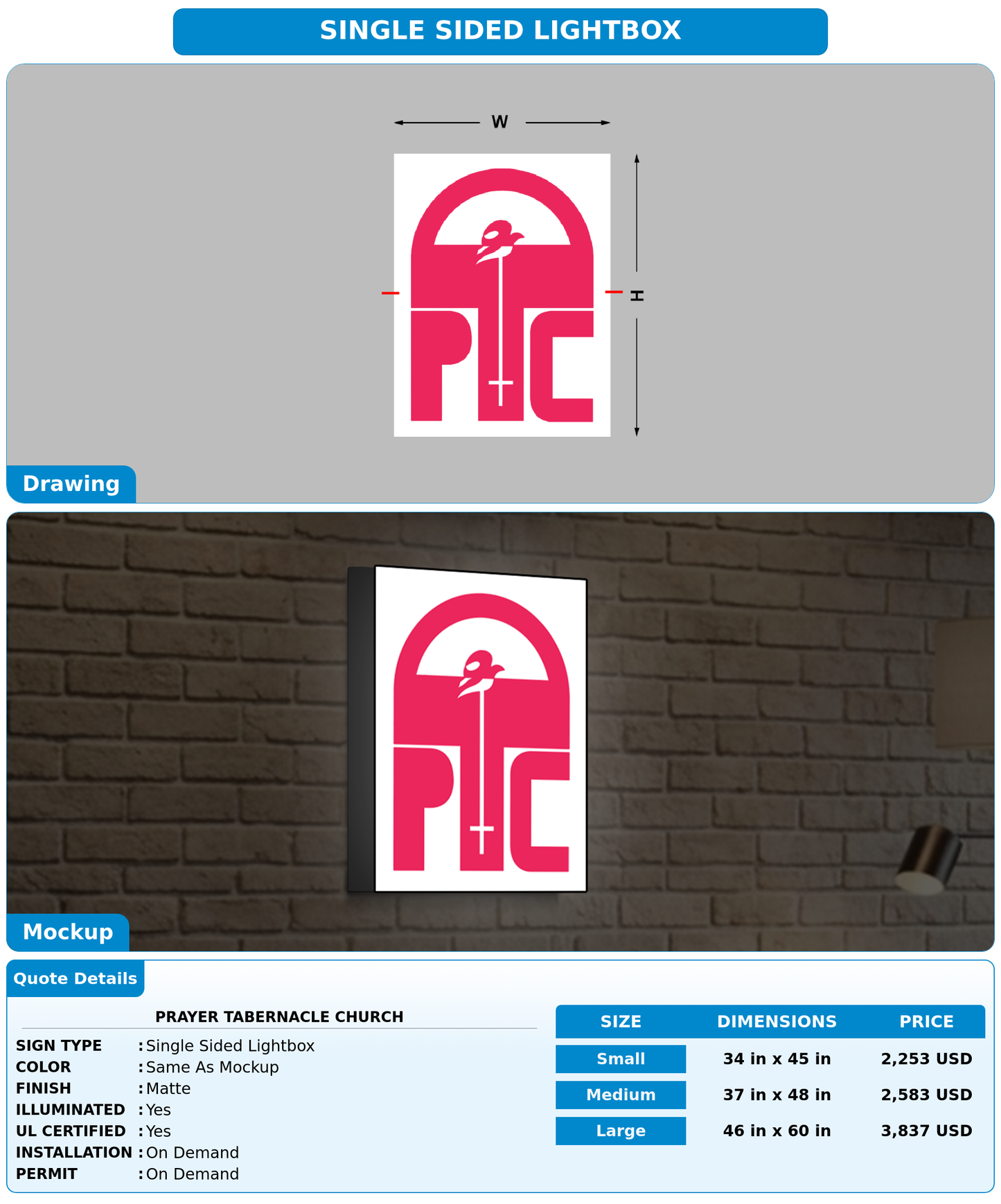 CUSTOM MOCKUP SIGN FOR Prayer Tabernacle Church