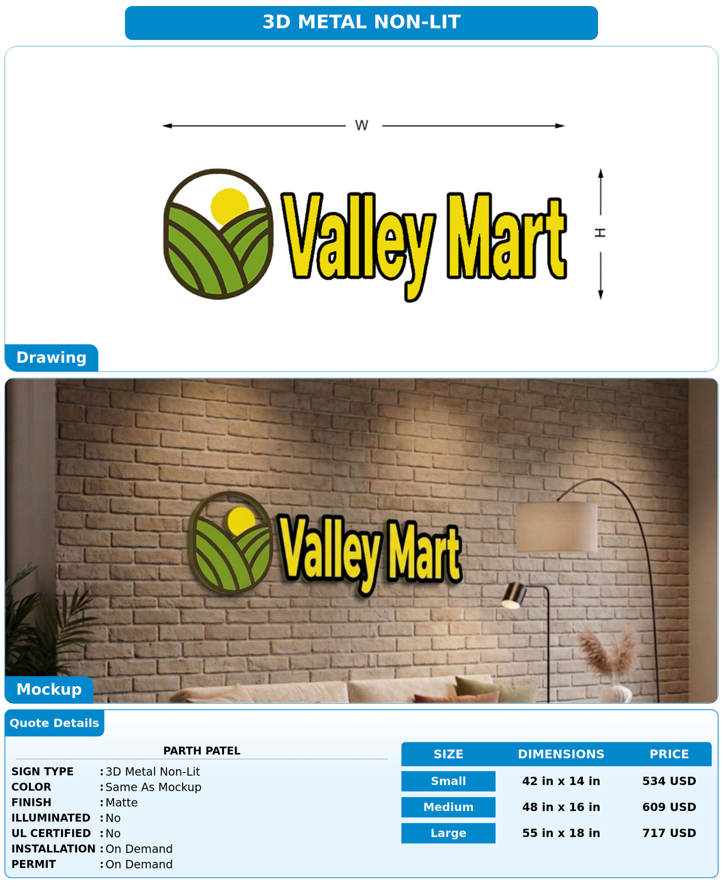 CUSTOM MOCKUP SIGN FOR Parth Patel