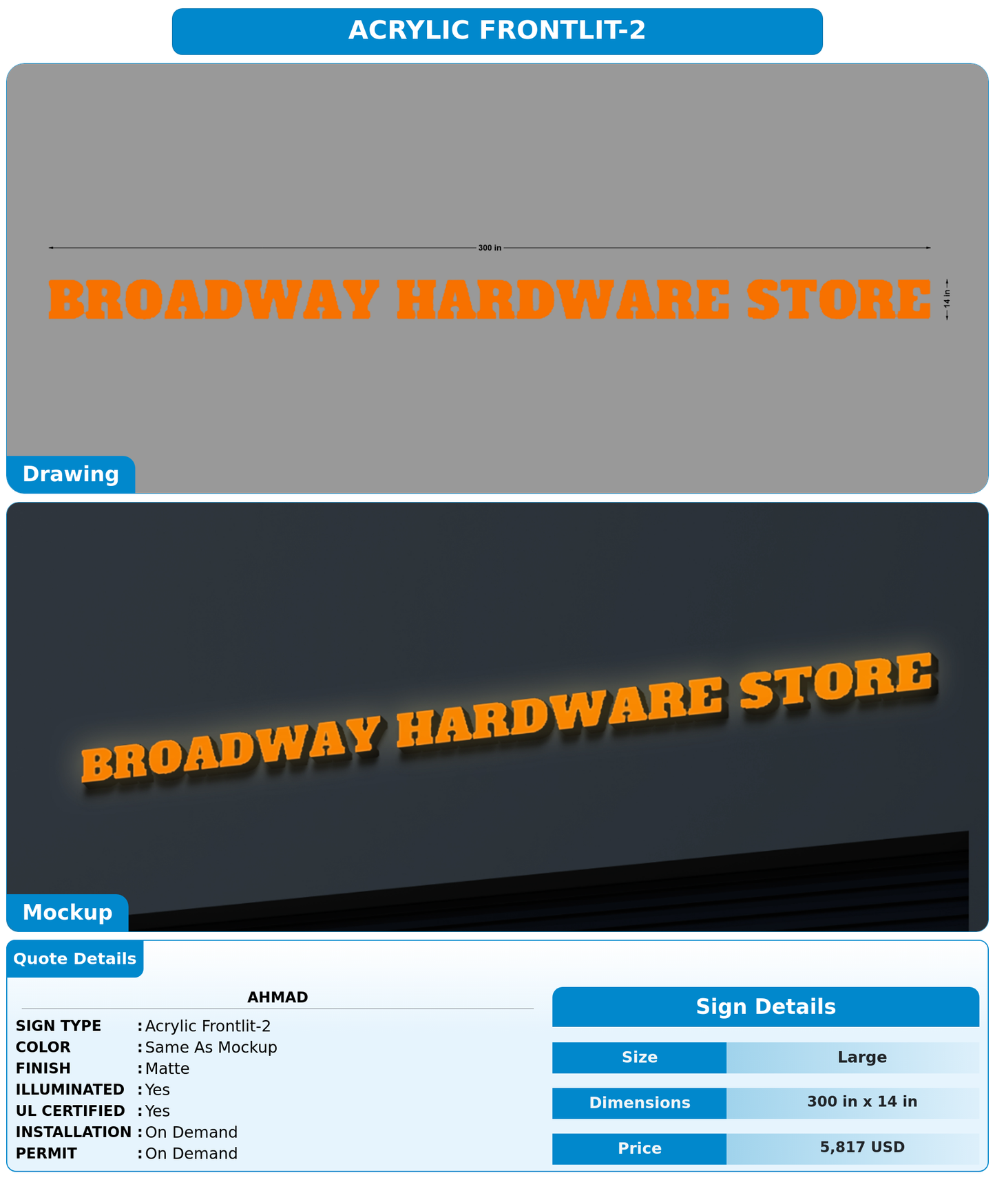 CUSTOM MOCKUP SIGN FOR Ahmad
