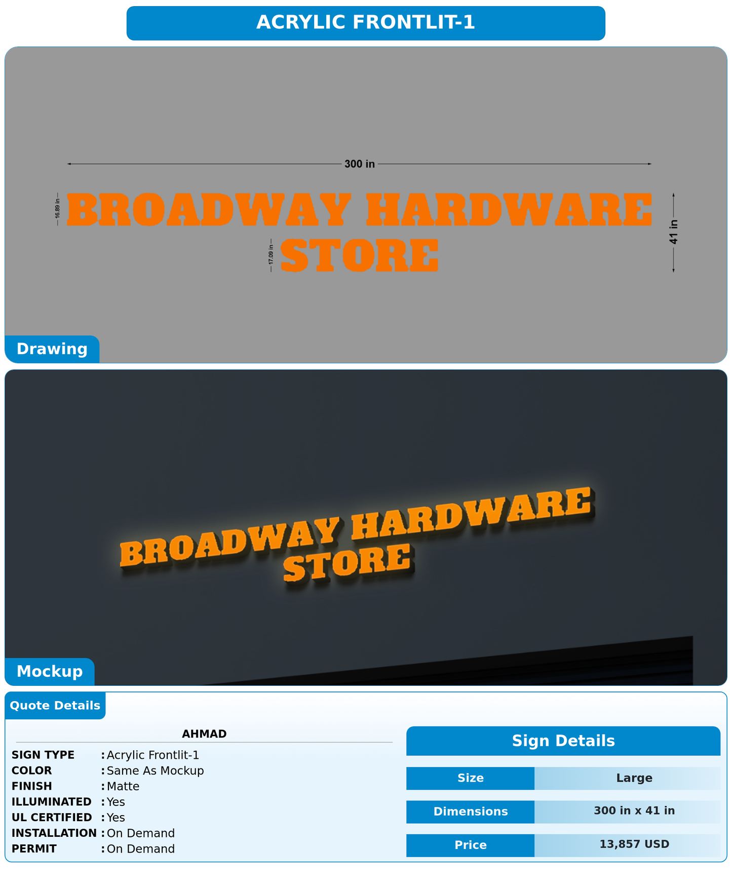 CUSTOM MOCKUP SIGN FOR Ahmad