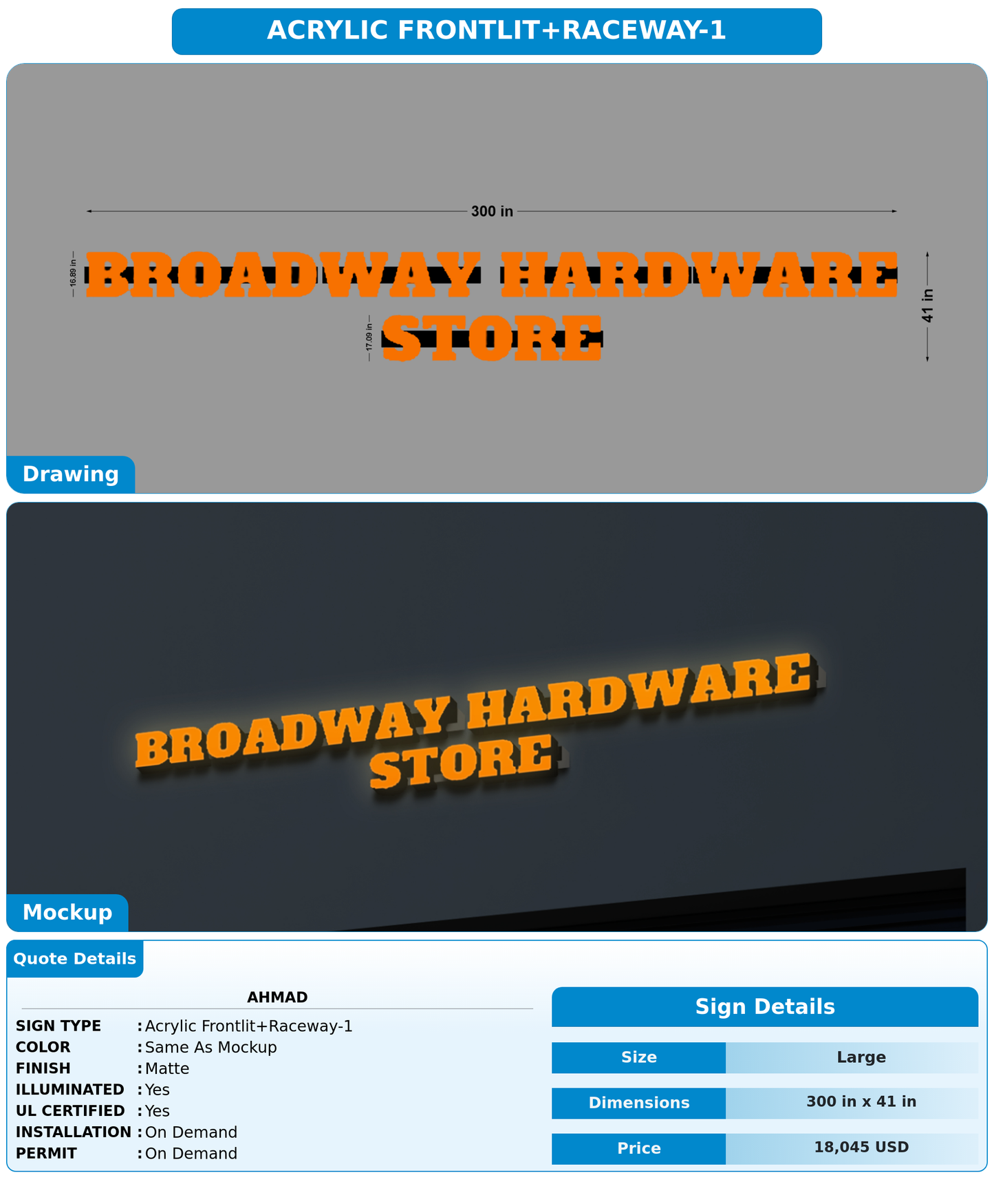 CUSTOM MOCKUP SIGN FOR Ahmad