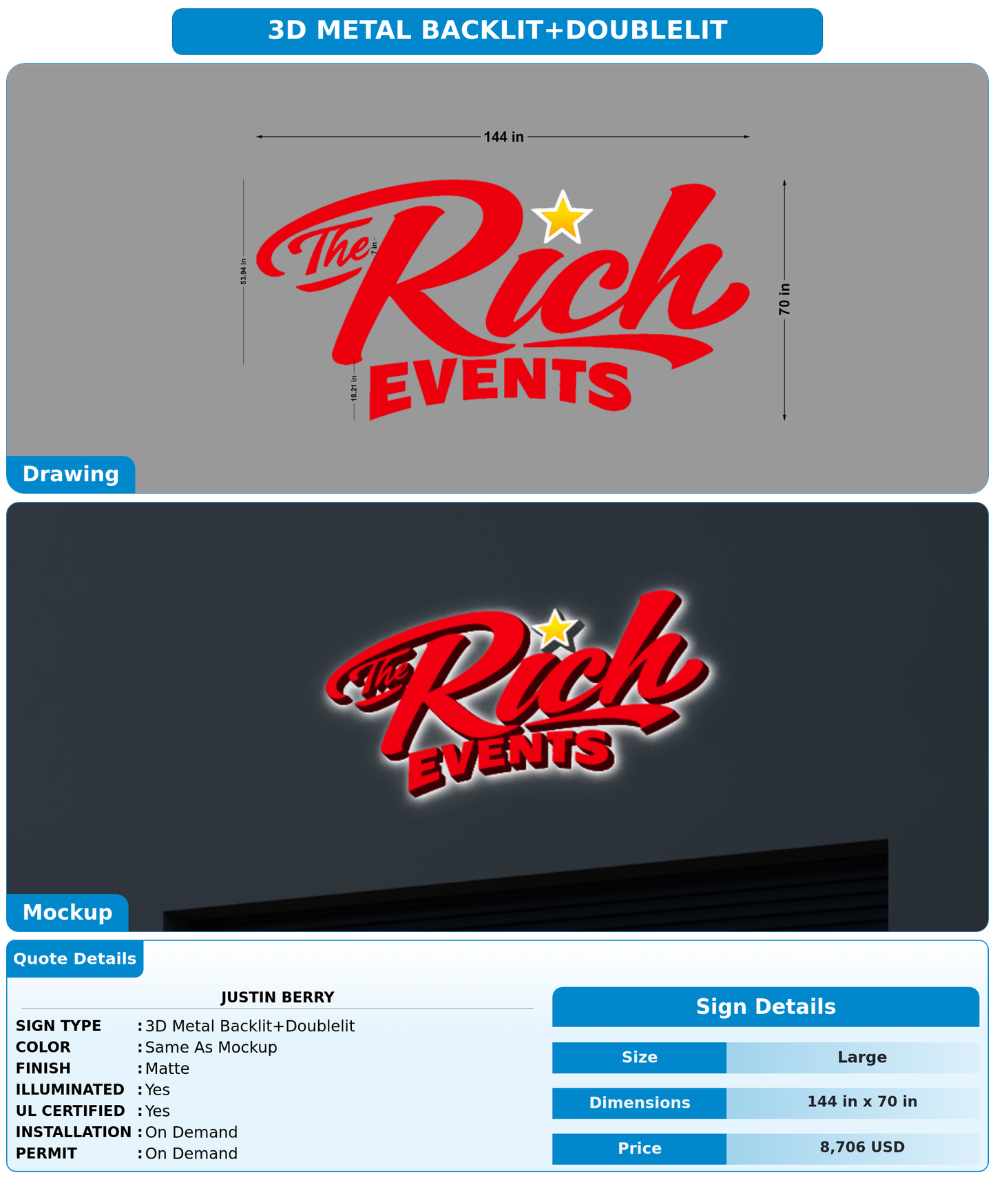 CUSTOM MOCKUP SIGN FOR Justin Berry