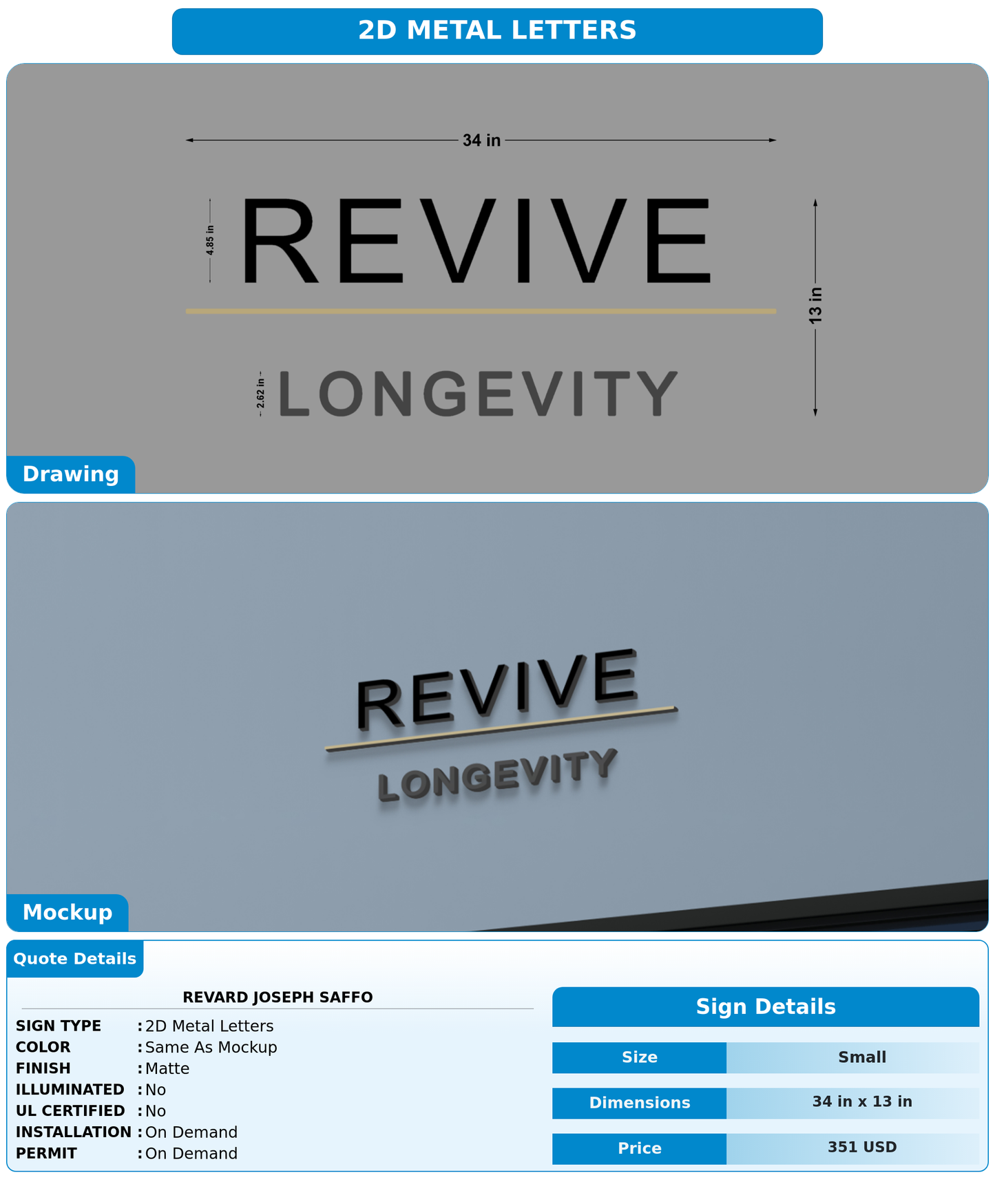 CUSTOM MOCKUP SIGN FOR Revard Joseph Saffo
