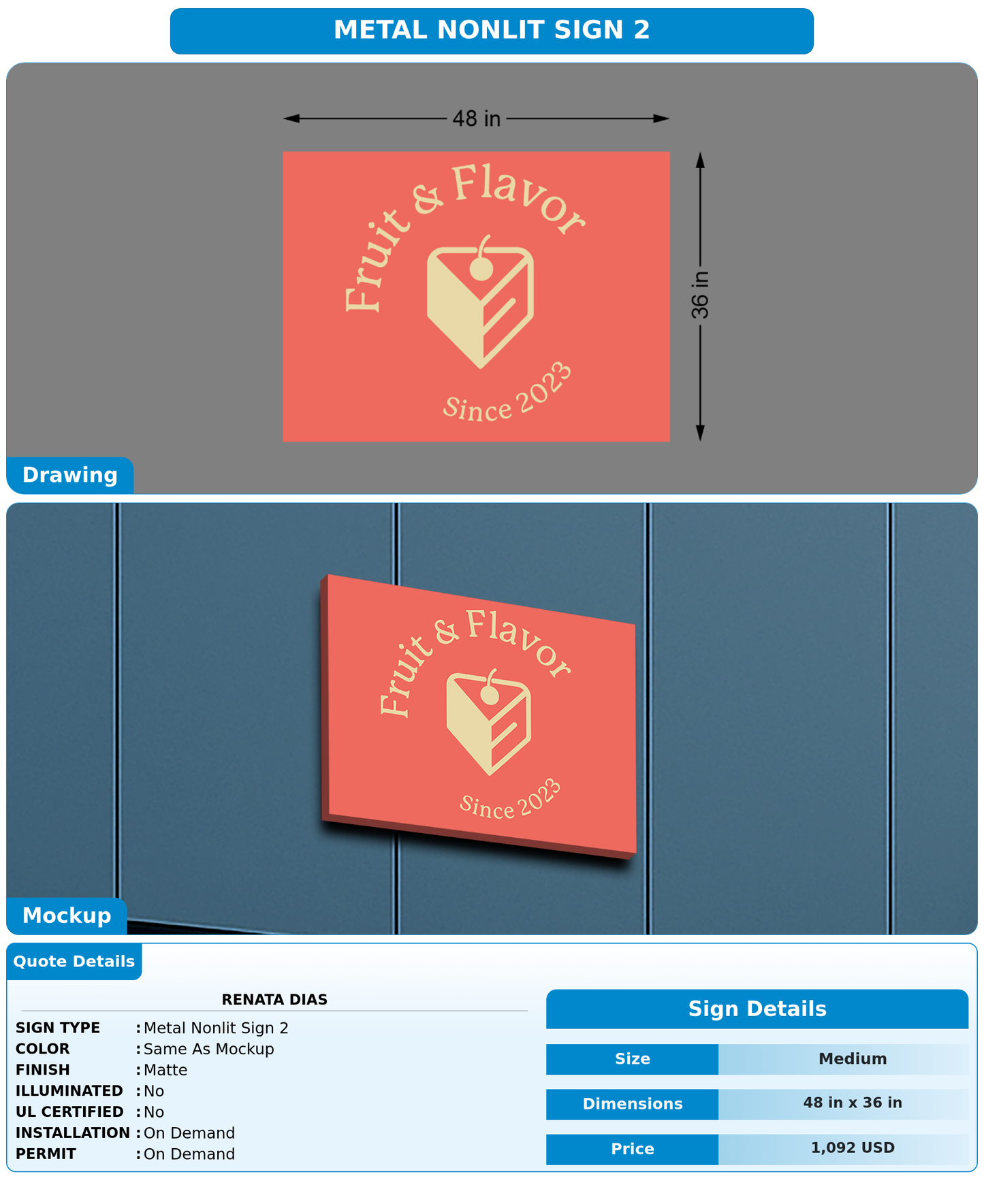 CUSTOM MOCKUP SIGN FOR Renata Dias