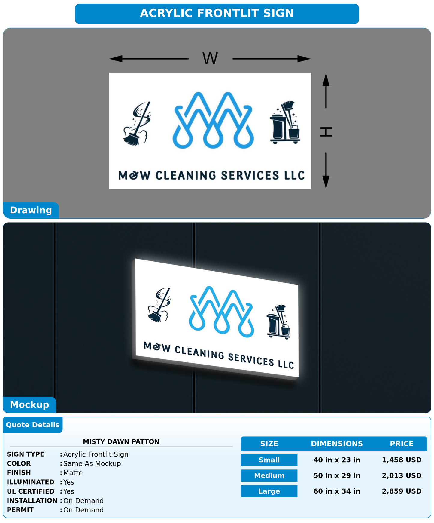 CUSTOM MOCKUP SIGN FOR Misty Dawn Patton