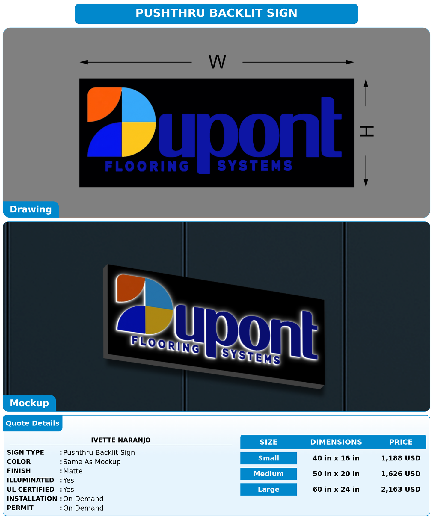 CUSTOM MOCKUP SIGN FOR Ivette Naranjo