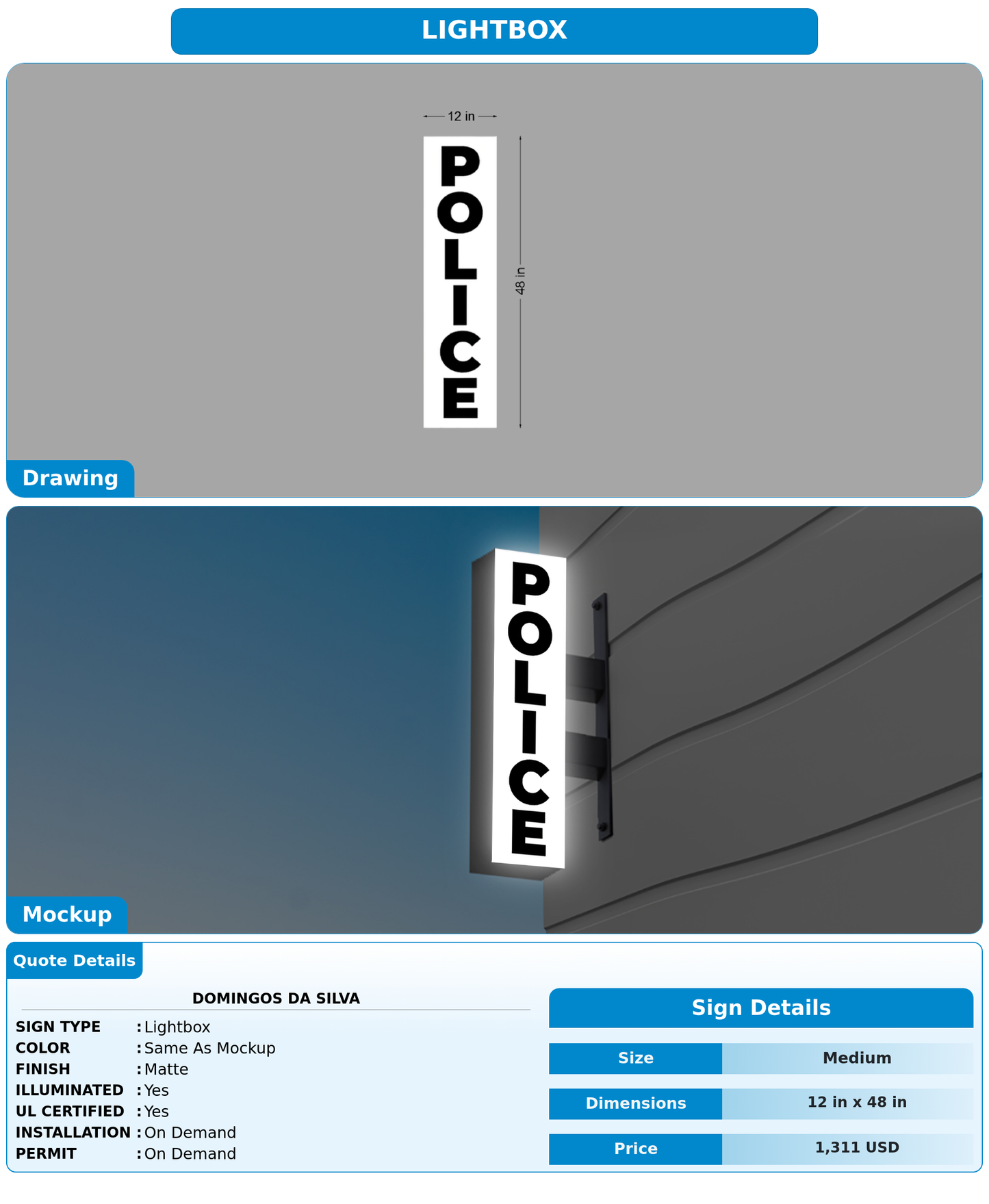 CUSTOM MOCKUP SIGN FOR Domingos Da Silva