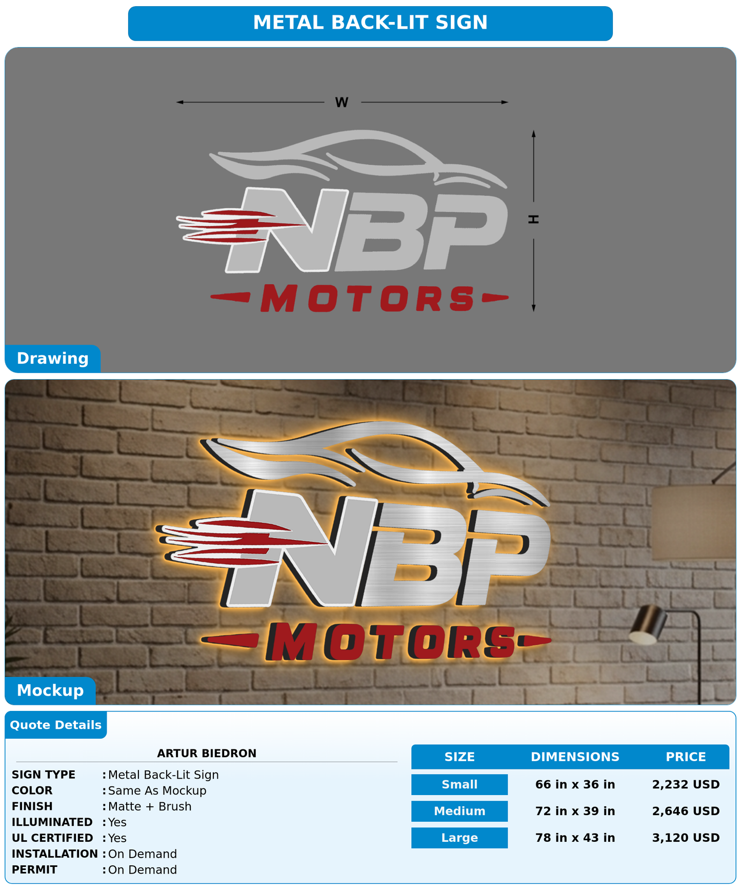 CUSTOM MOCKUP SIGN FOR Artur Biedron