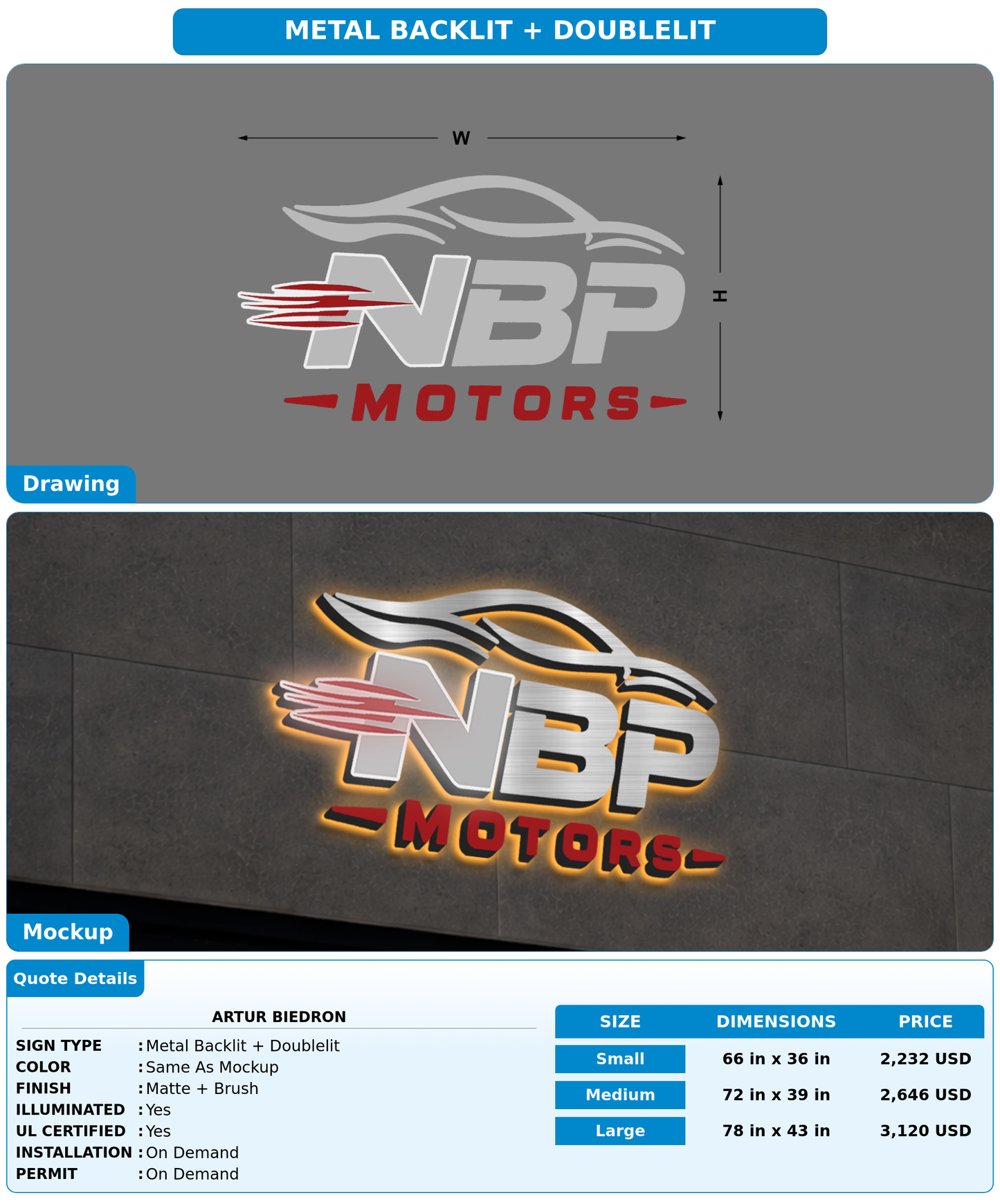 CUSTOM MOCKUP SIGN FOR Artur Biedron