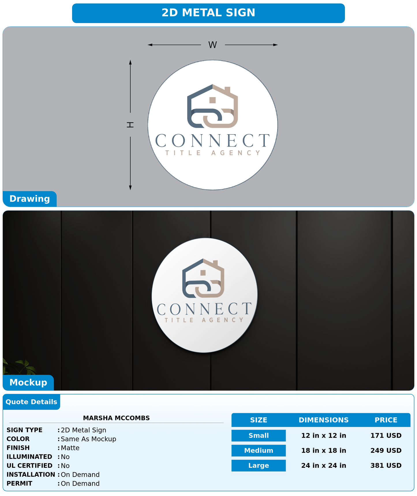 CUSTOM MOCKUP SIGN FOR Marsha McCombs