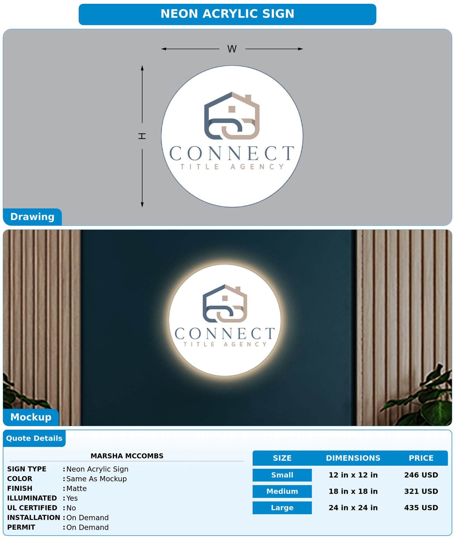 CUSTOM MOCKUP SIGN FOR Marsha McCombs
