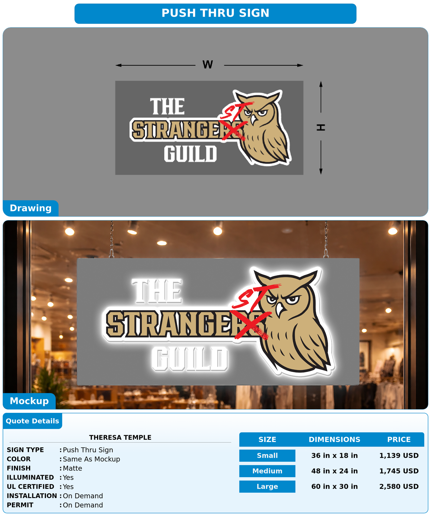 CUSTOM MOCKUP SIGN FOR Theresa Temple