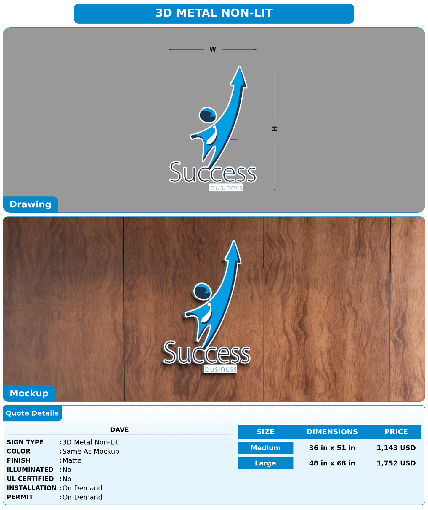 CUSTOM MOCKUP SIGN FOR Dave
