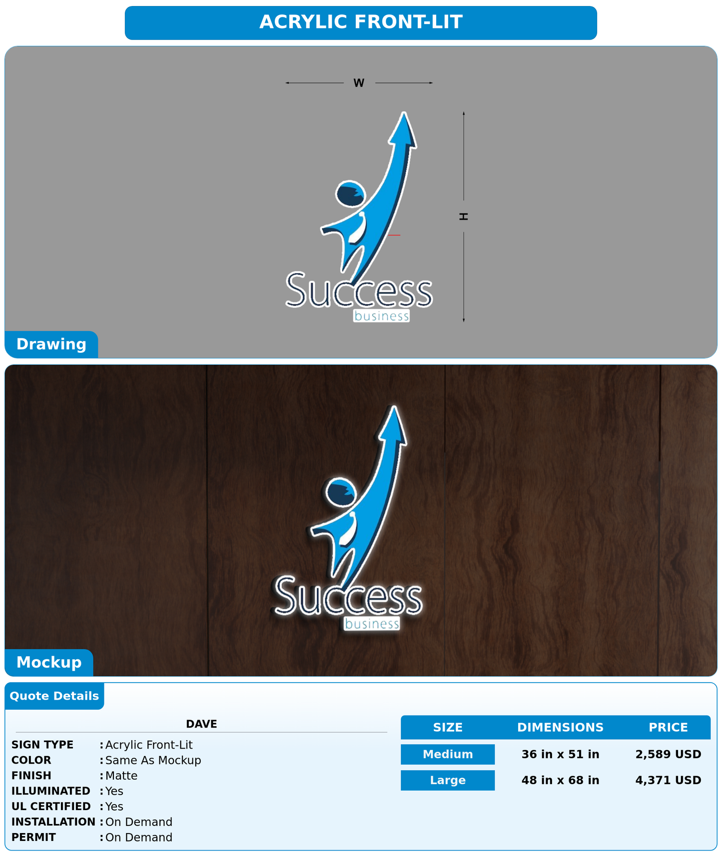 CUSTOM MOCKUP SIGN FOR Dave