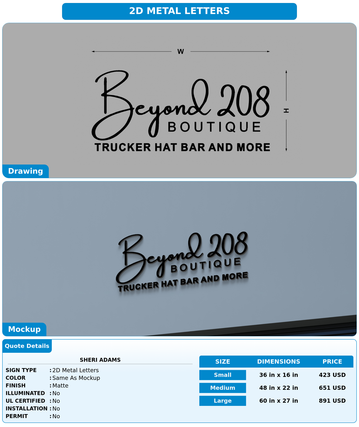 CUSTOM MOCKUP SIGN FOR Sheri Adams