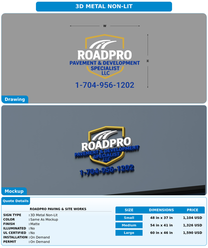 CUSTOM MOCKUP SIGN FOR RoadPro paving & site works