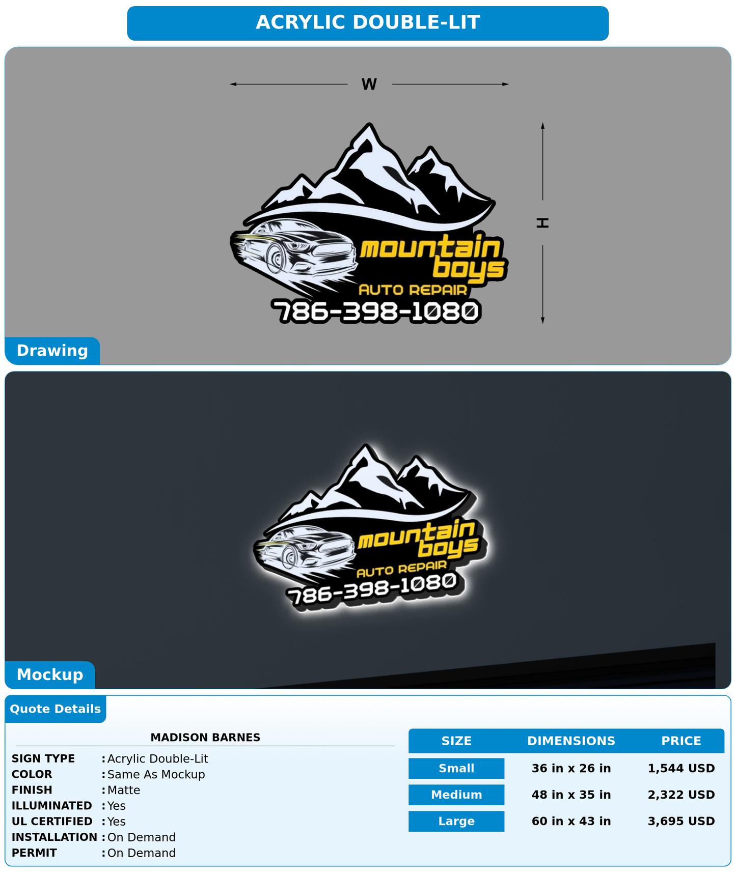 CUSTOM MOCKUP SIGN FOR Madison Barnes