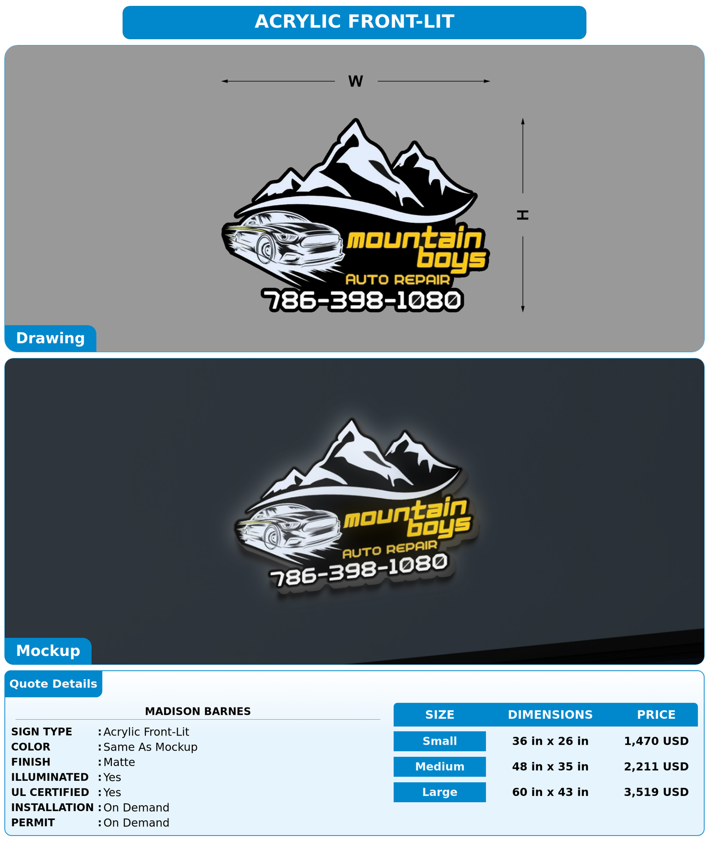 CUSTOM MOCKUP SIGN FOR Madison Barnes