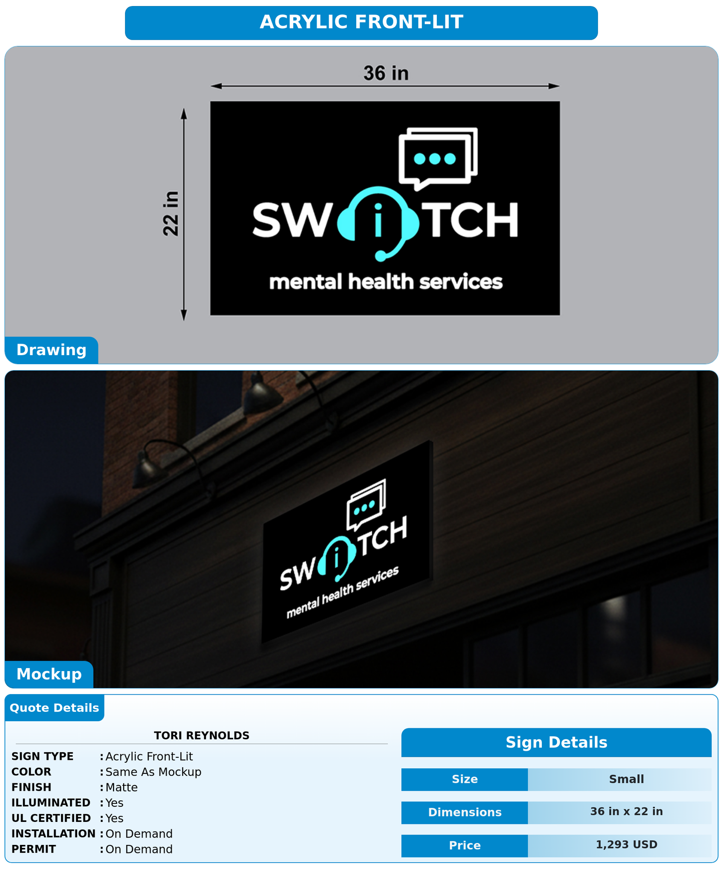 CUSTOM MOCKUP SIGN FOR Tori Reynolds