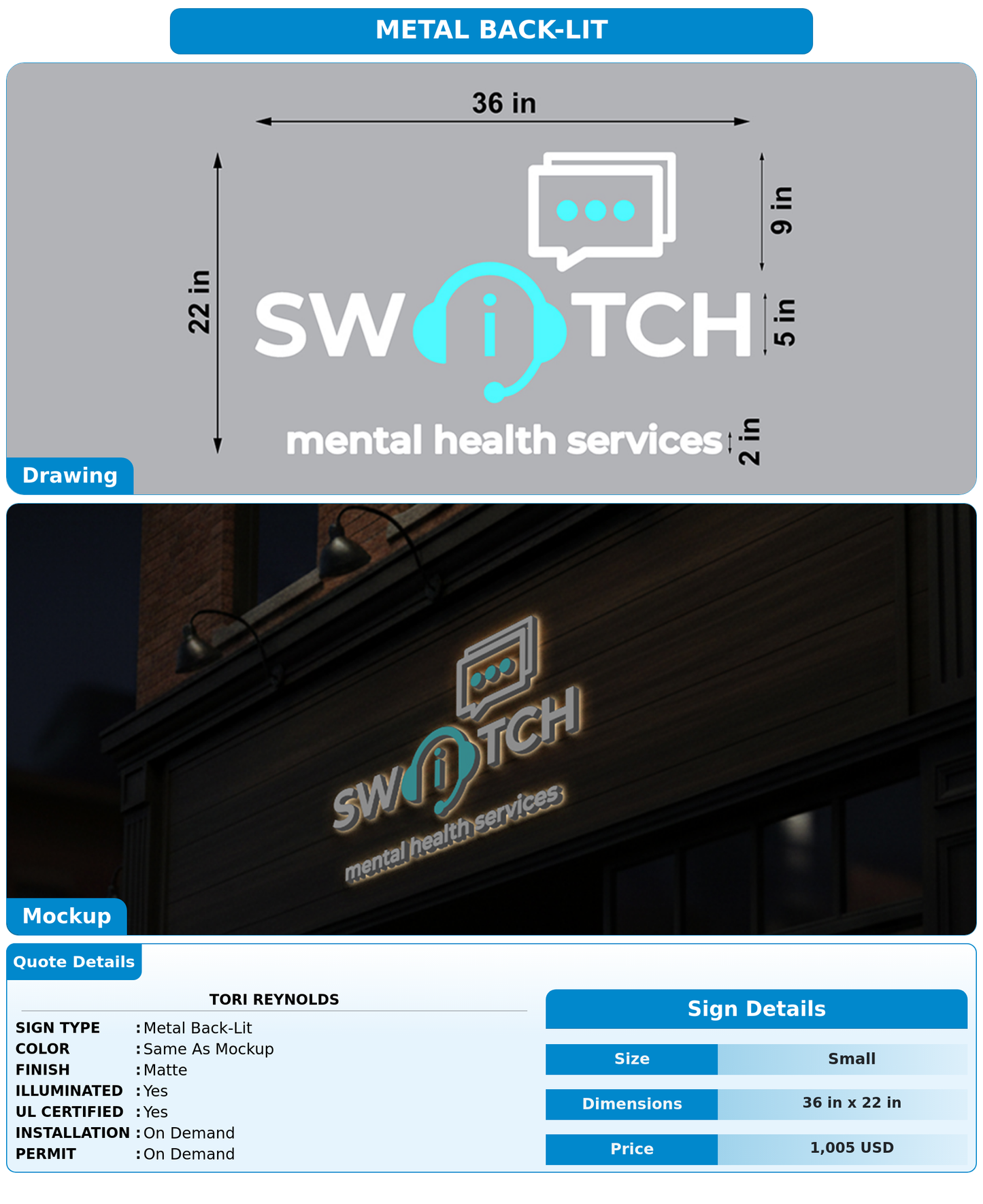 CUSTOM MOCKUP SIGN FOR Tori Reynolds