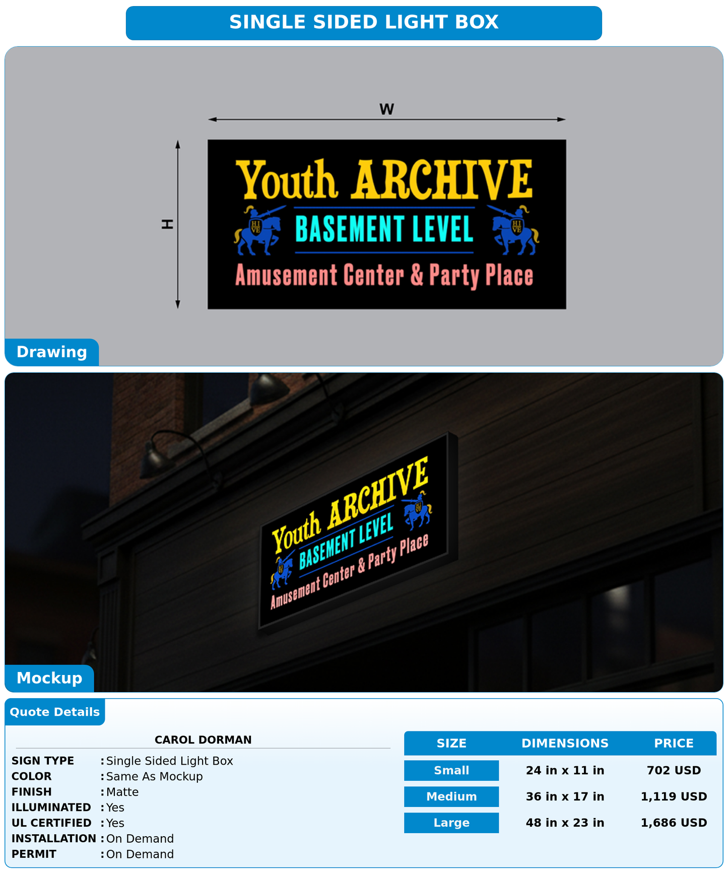 CUSTOM MOCKUP SIGN FOR Carol Dorman