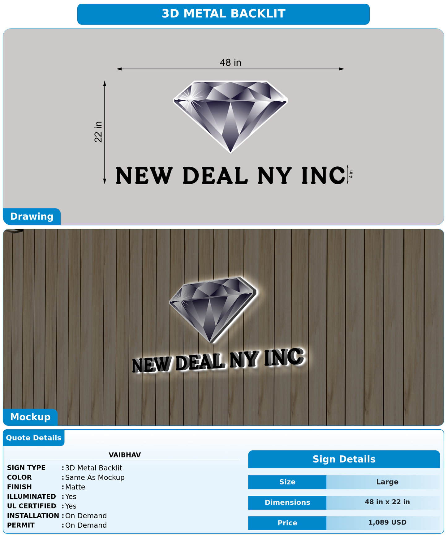 CUSTOM MOCKUP SIGN FOR Vaibhav