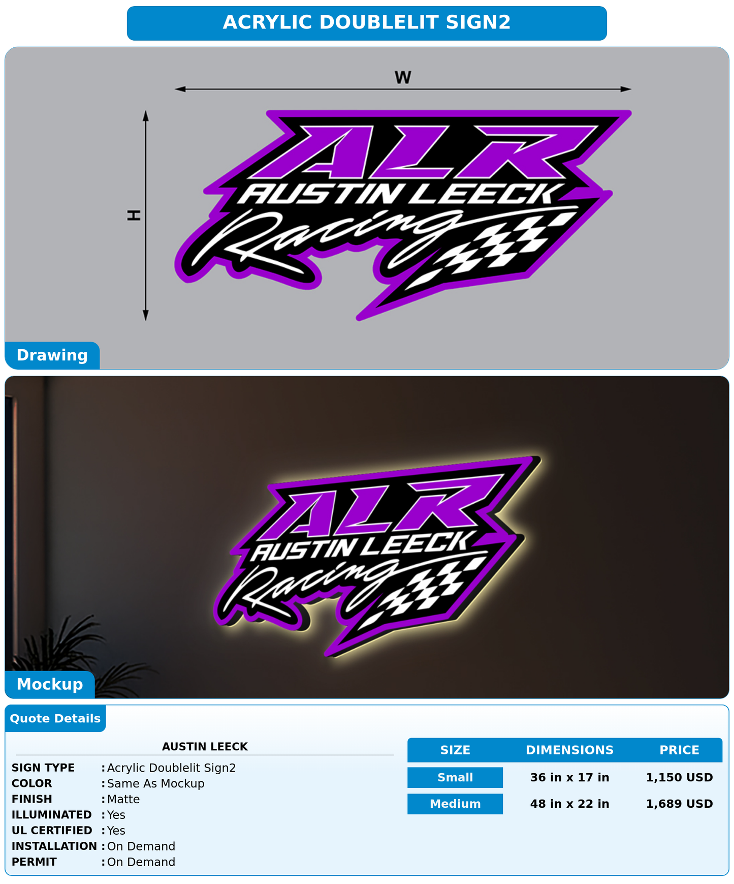 CUSTOM MOCKUP SIGN FOR Austin Leeck