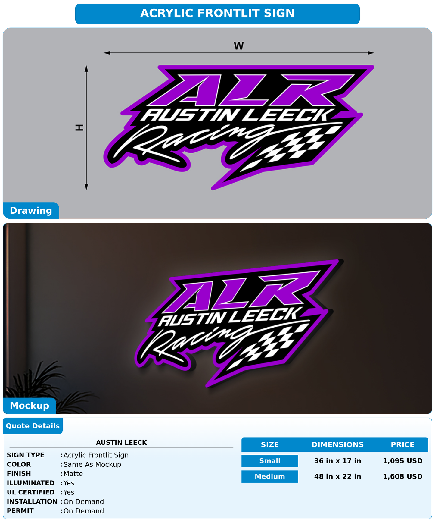 CUSTOM MOCKUP SIGN FOR Austin Leeck