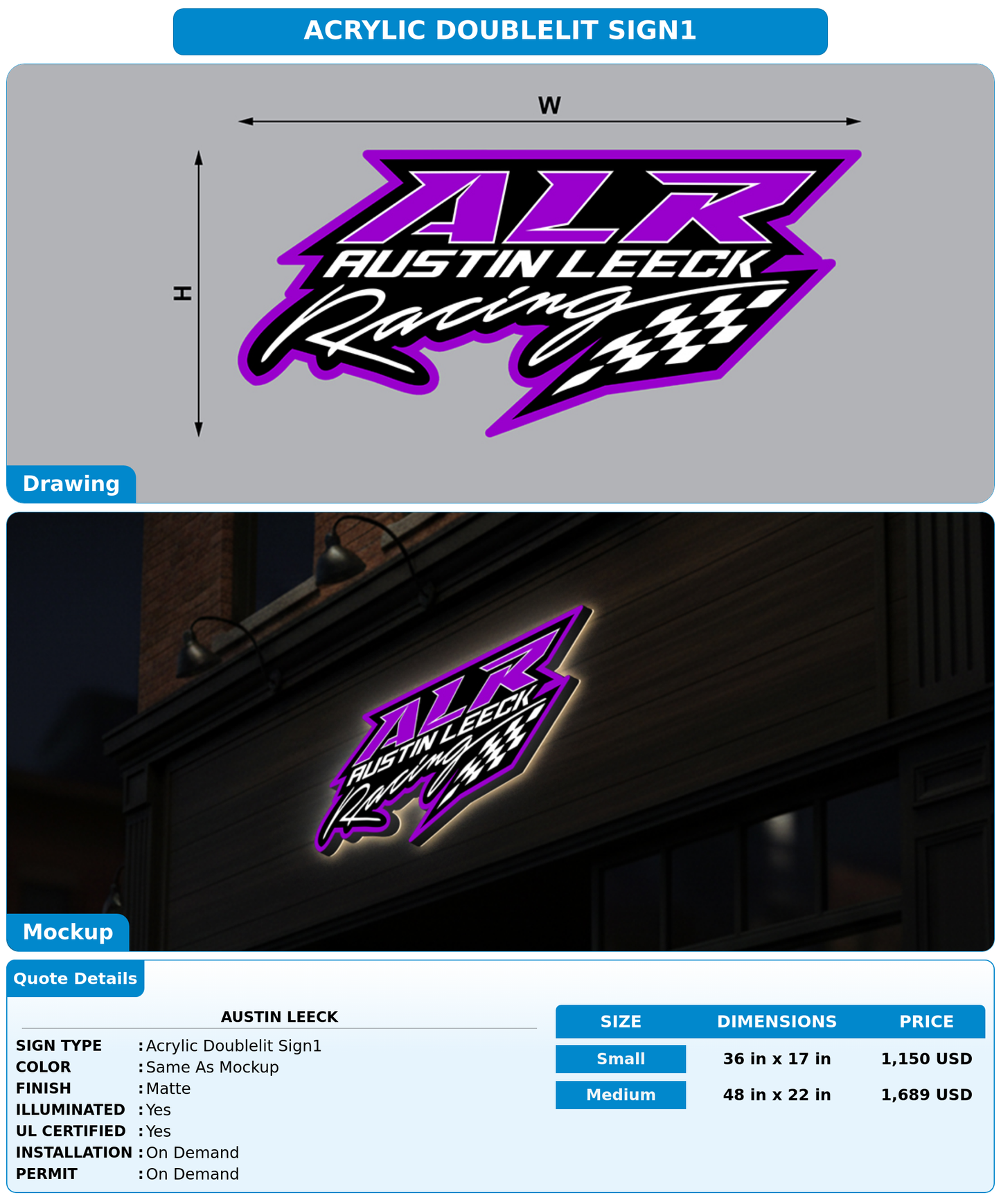 CUSTOM MOCKUP SIGN FOR Austin Leeck