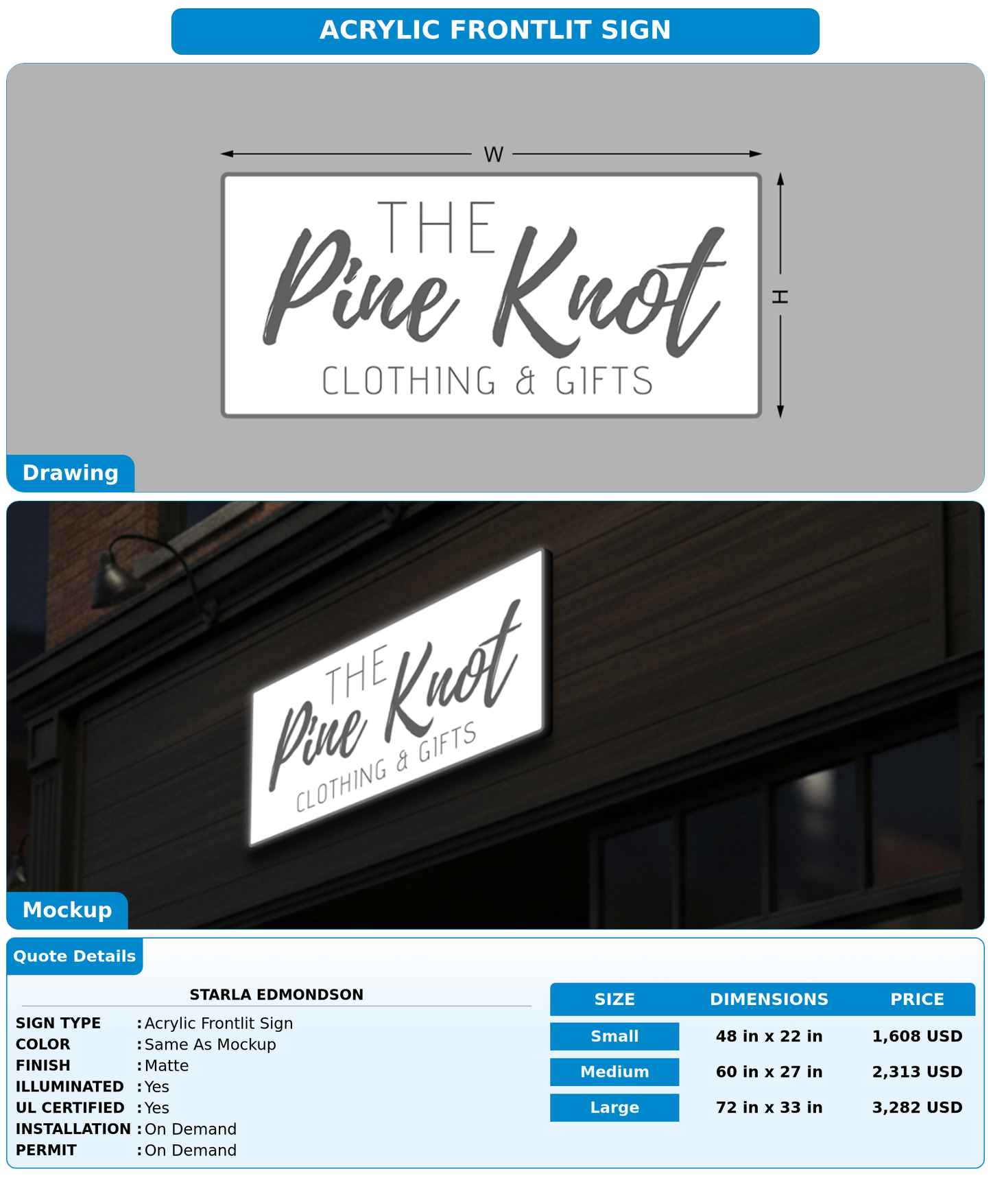 CUSTOM MOCKUP SIGN FOR Starla Edmondson