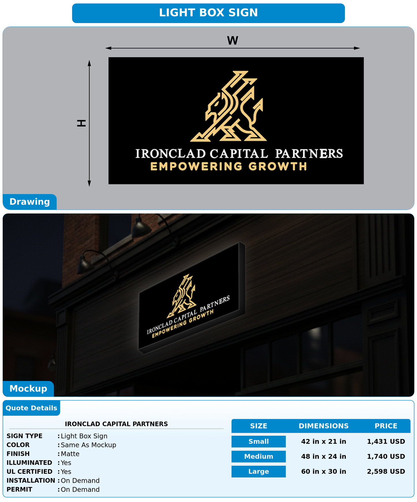 CUSTOM MOCKUP SIGN FOR IRONCLAD CAPITAL PARTNERS