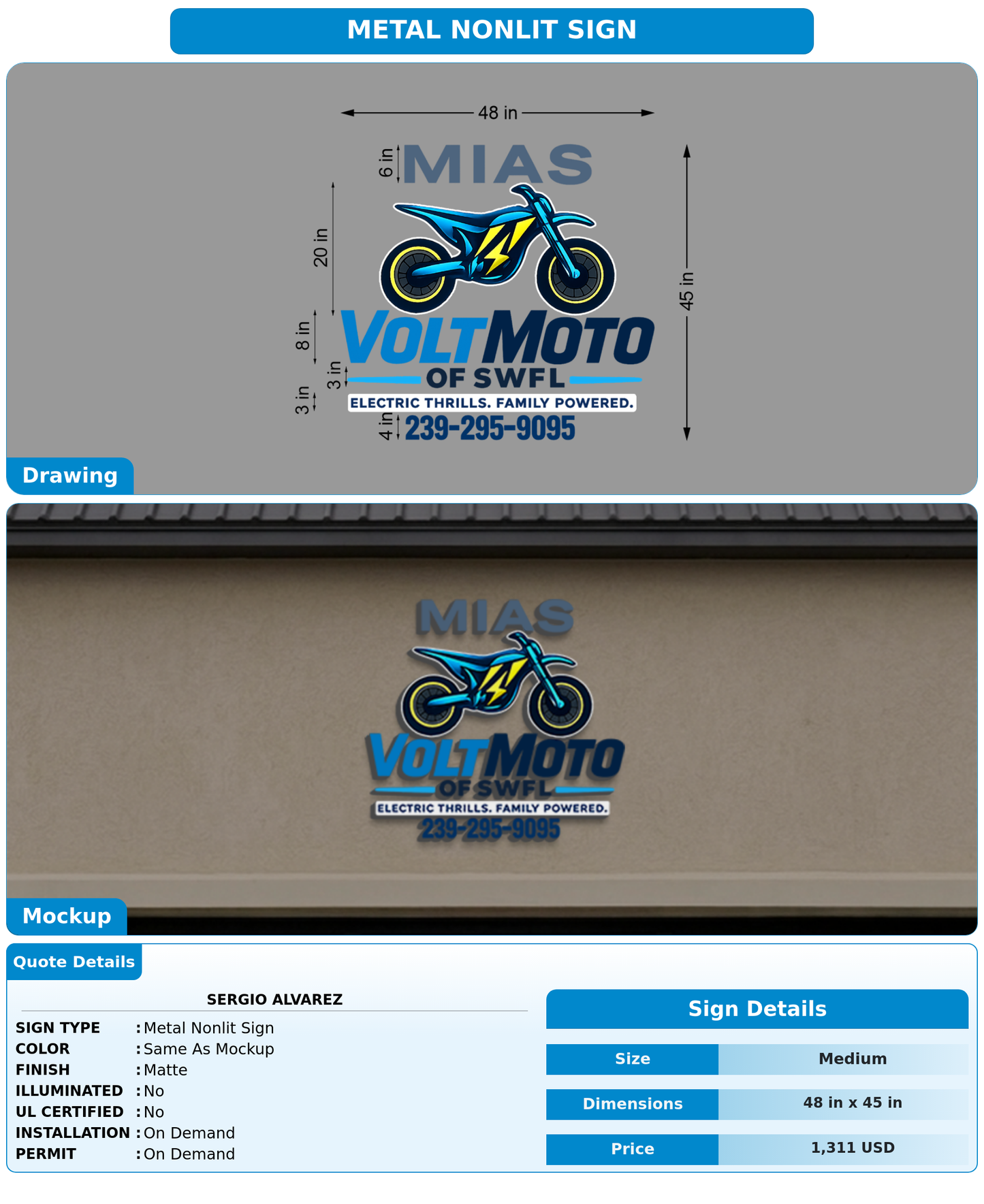 CUSTOM MOCKUP SIGN FOR SERGIO ALVAREZ