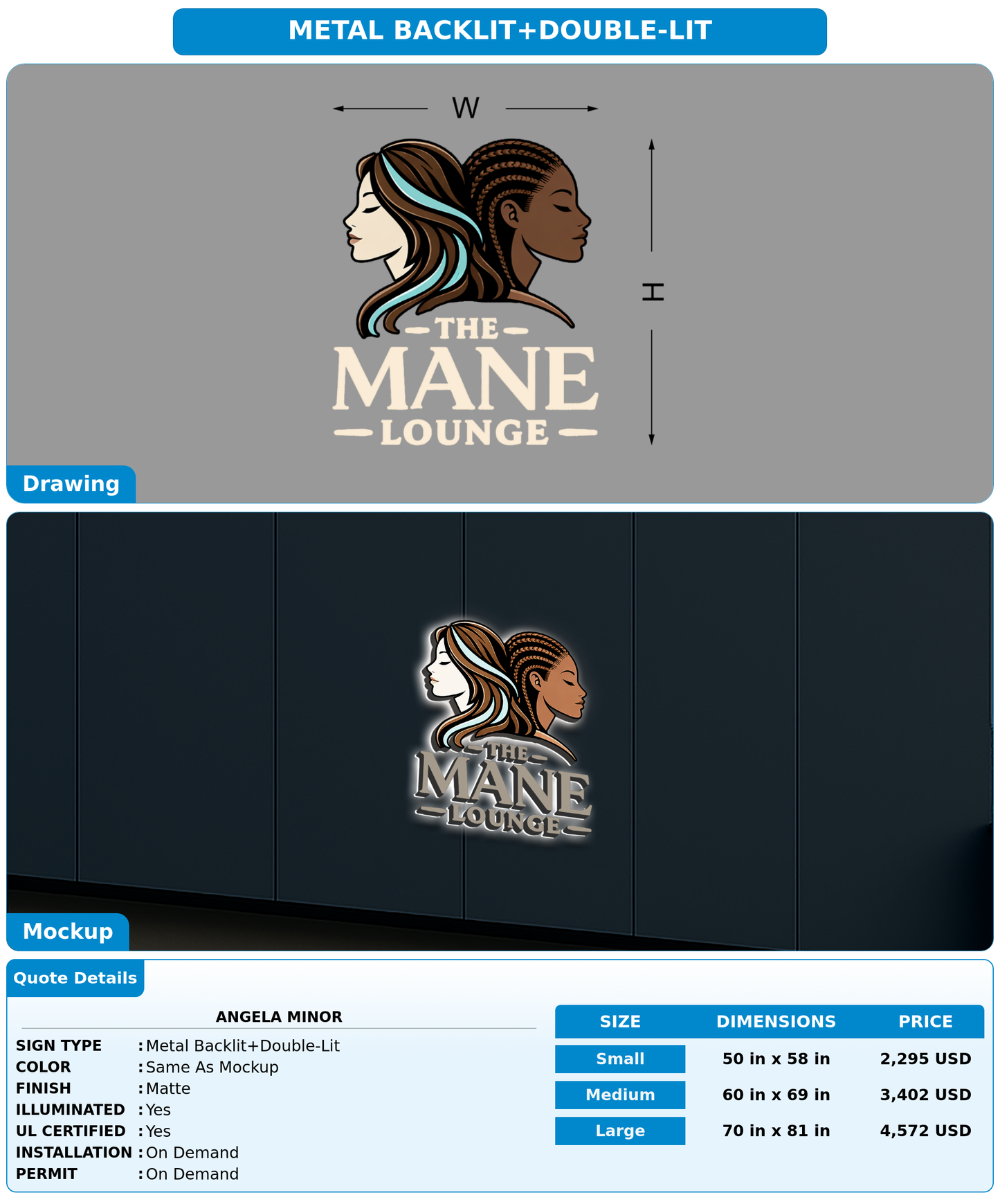 CUSTOM MOCKUP SIGN FOR Angela Minor