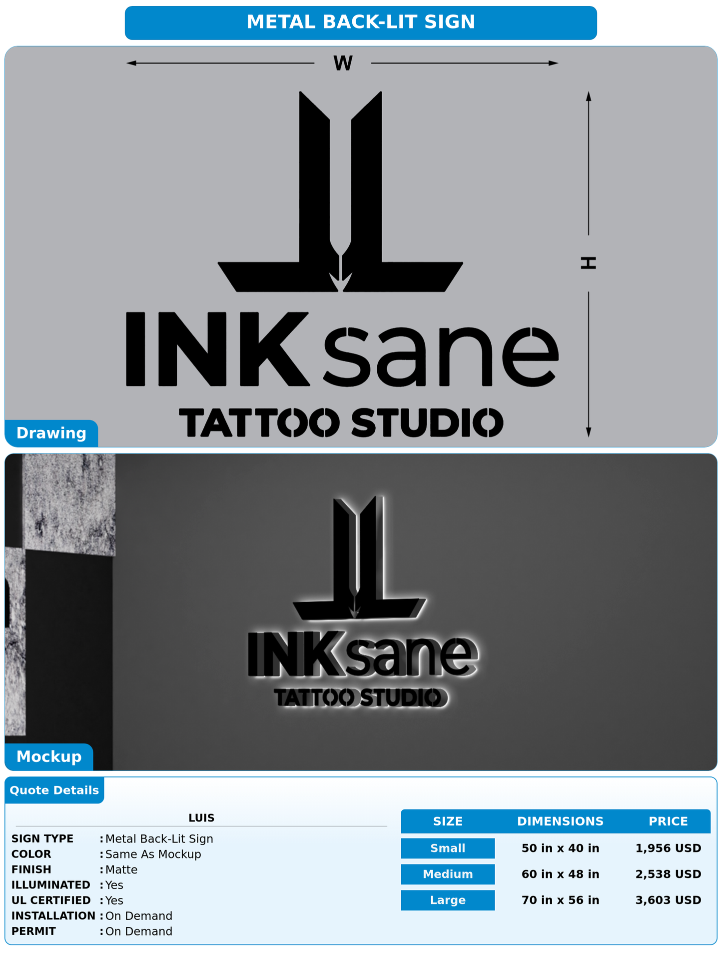 CUSTOM MOCKUP SIGN FOR Luis