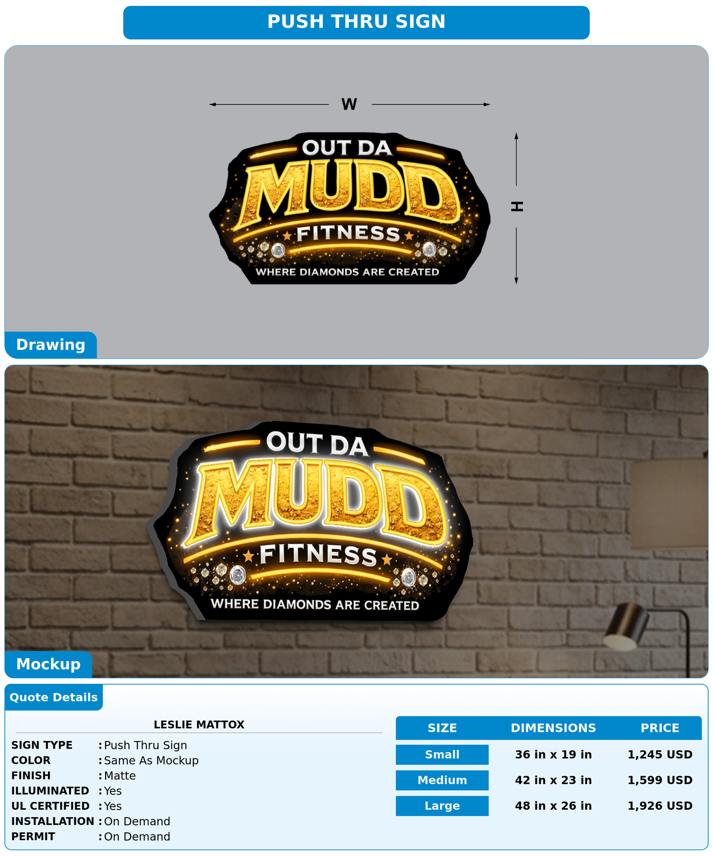 CUSTOM MOCKUP SIGN FOR Leslie Mattox