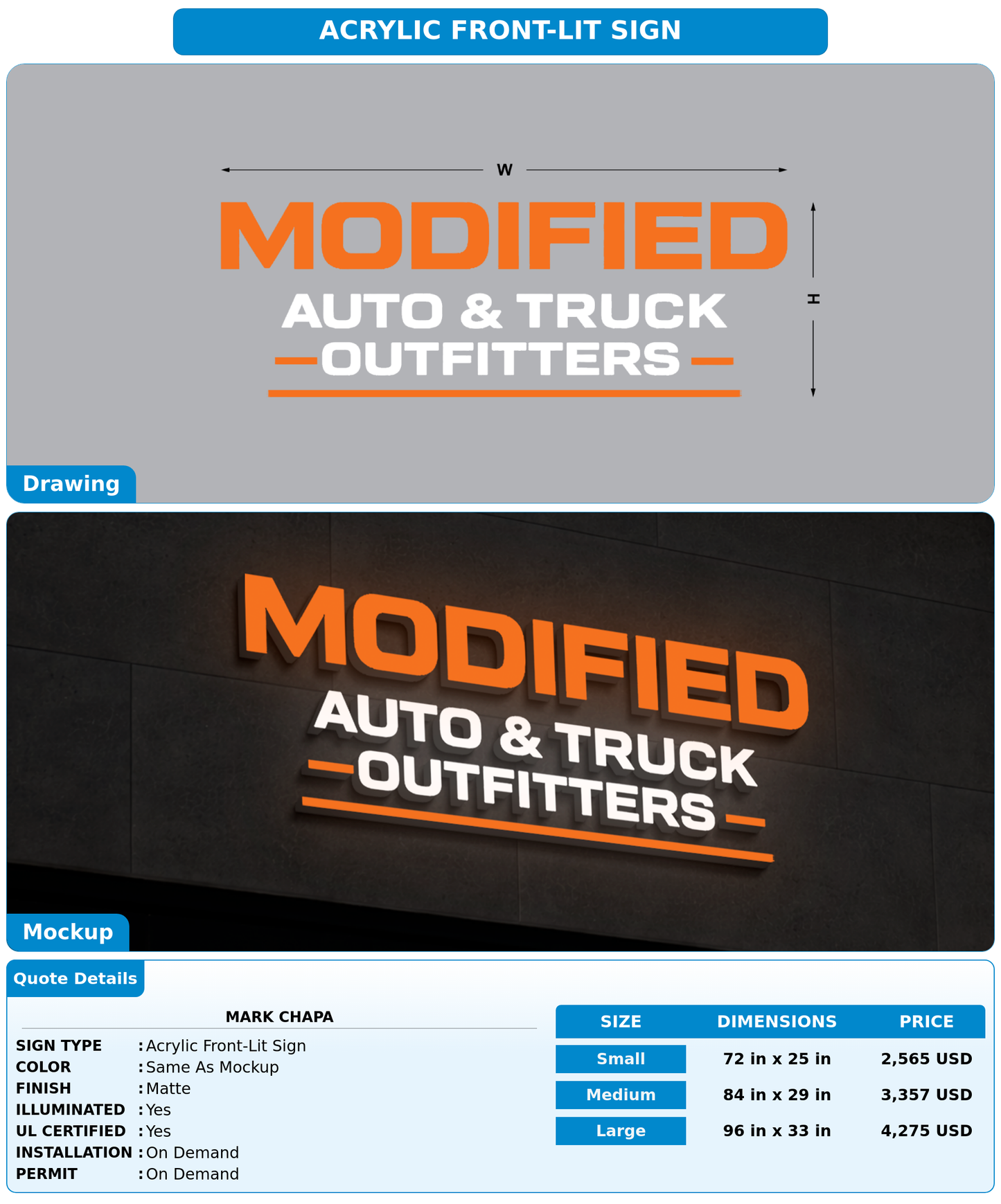 CUSTOM MOCKUP SIGN FOR Mark chapa